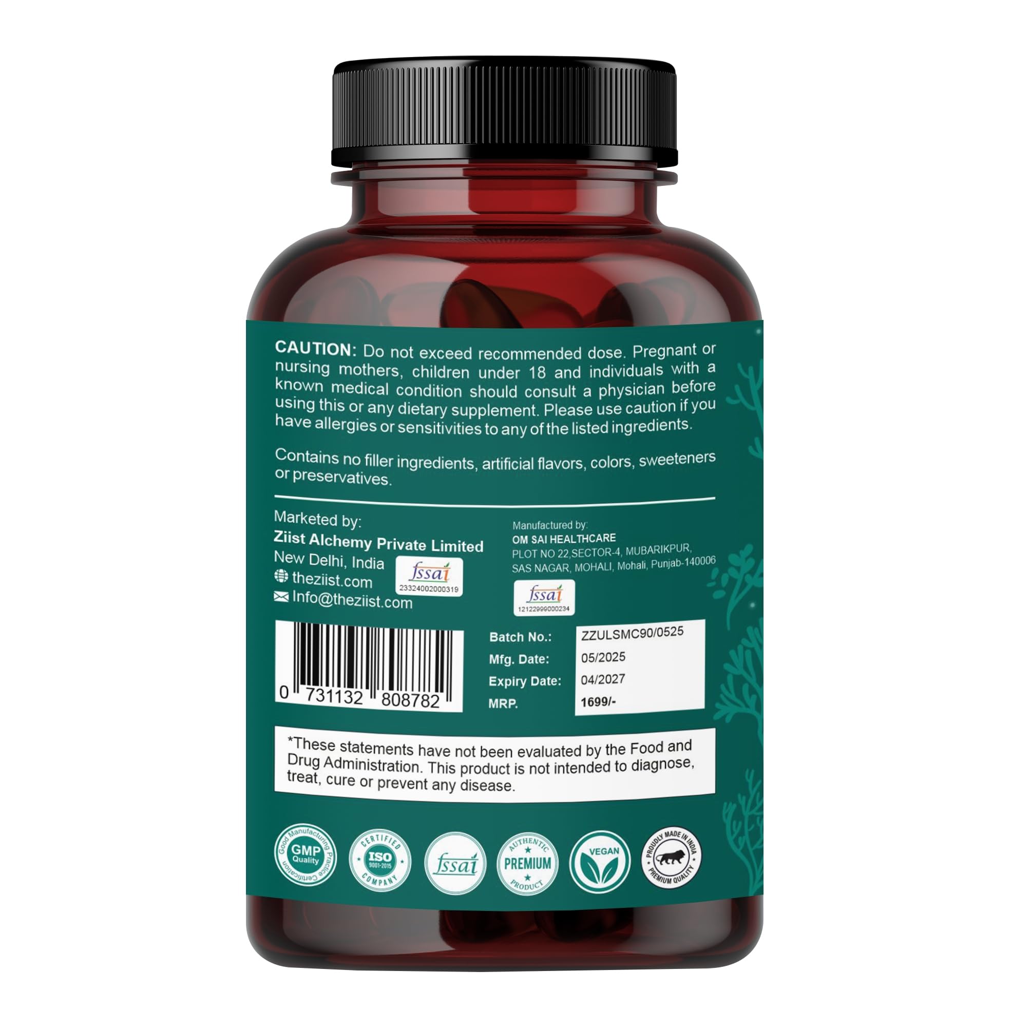 Ziist Wildcrafted Sea Moss Supplement – 90 Veg Capsules | with Bladderwrack, Burdock Root & Spirulina | Natural Superfood for Energy & Immunity 1