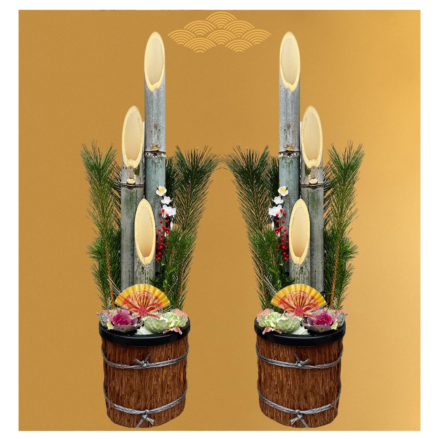 Amazon.co.jp: NEKOMI【生花門松シリーズ】 1対2鉢 100cm 特大 正月