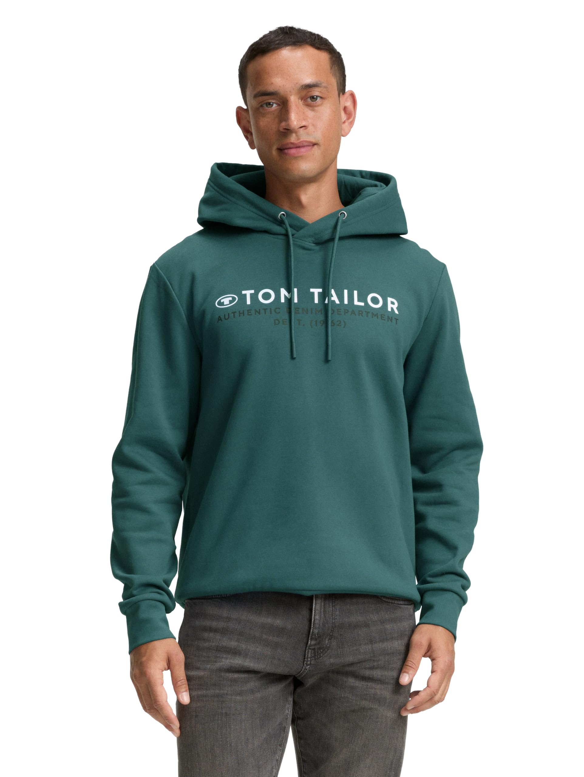 Tom Tailor Herren 1047825 Hoodie Sweatshirt mit Logo-Print (1er Pack)