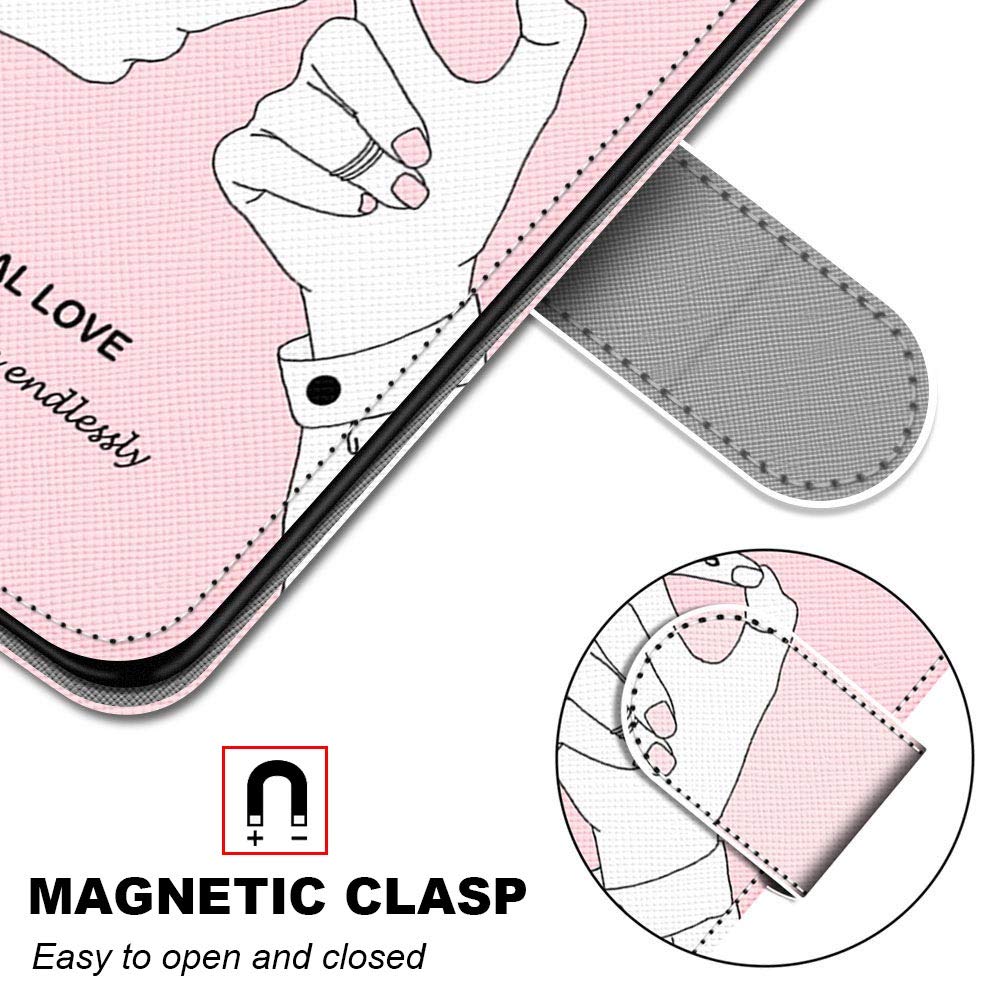 Cover per iPhone 11 Pro Max,Flip Caso Custodia [Creativo Dipinto] PU Pelle Portafoglio Unico Sottile Funzione TPU Flip Cover a Libro per iPhone 11 Pro Max (6,5 Pollice),Dito Bianco
