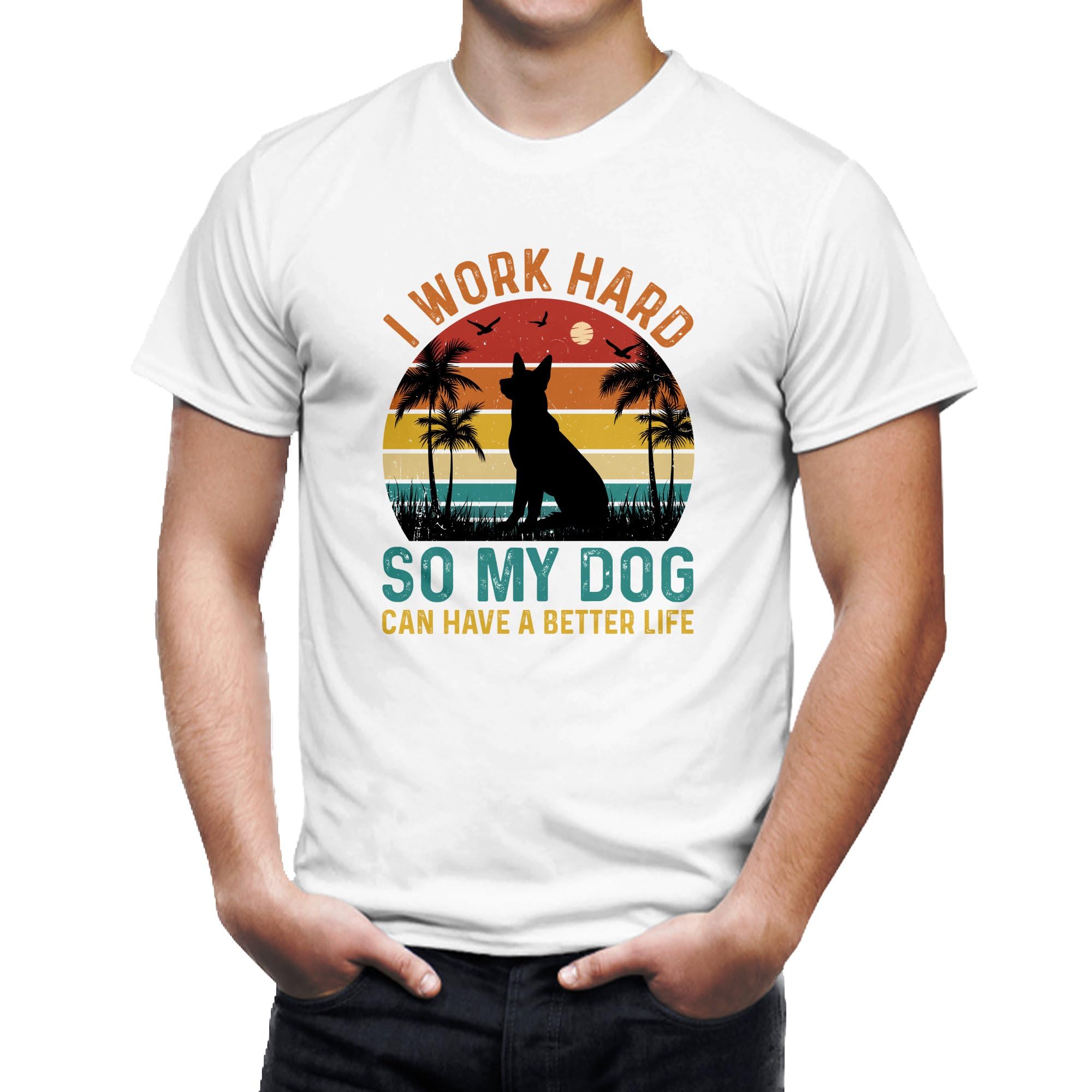 I Work Hard So My Dog Can Have A Better Life Sunset Beach T-Shirt (Large, White) (B0CYXMRFQ9) Amazon Price History, Amazon Price Tracker
