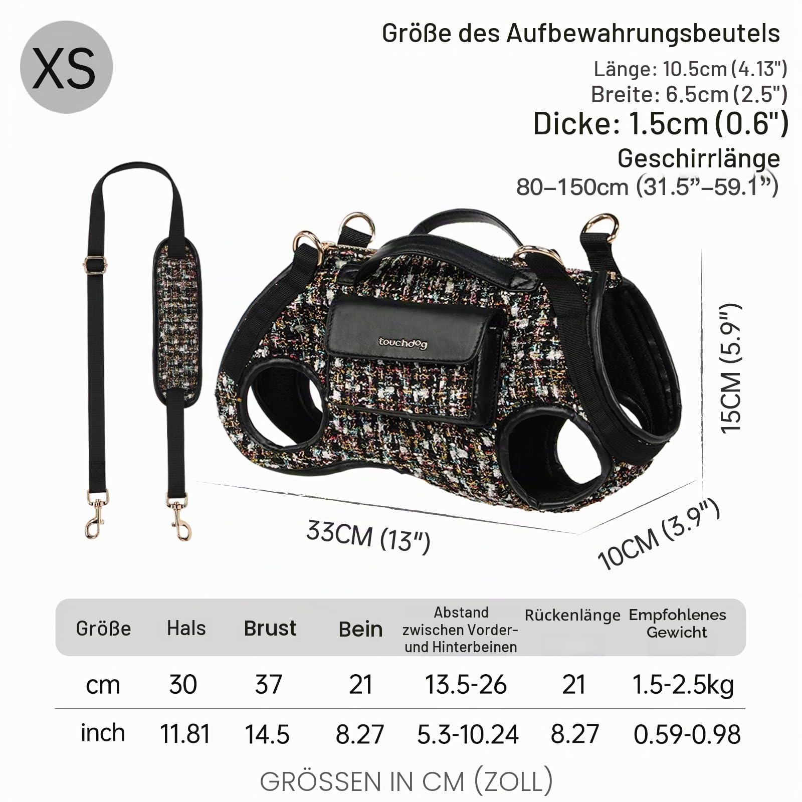 Hund Liftharnisch Hundeträger - mit weichem Polstergurt-Design für Hunde/Lichtgewichtig atmungsaktive Multifunktional, kann als Handtasche verwendet Werden