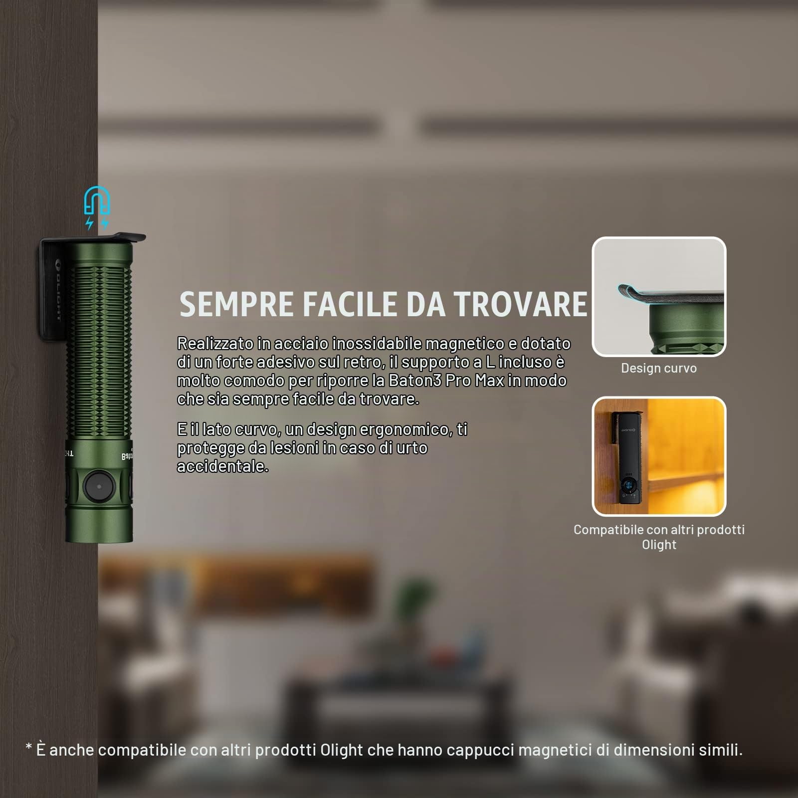 OLIGHT Baton3 pro max 2500lm Potenza Alta,145m di Alcance, 6 Modalità di Illuminazione Torcia EDC Portatile LED Ricaricabile Adatta per Illuminazione da Campeggio, Escursioni e Uso Domestico(Verde CW)