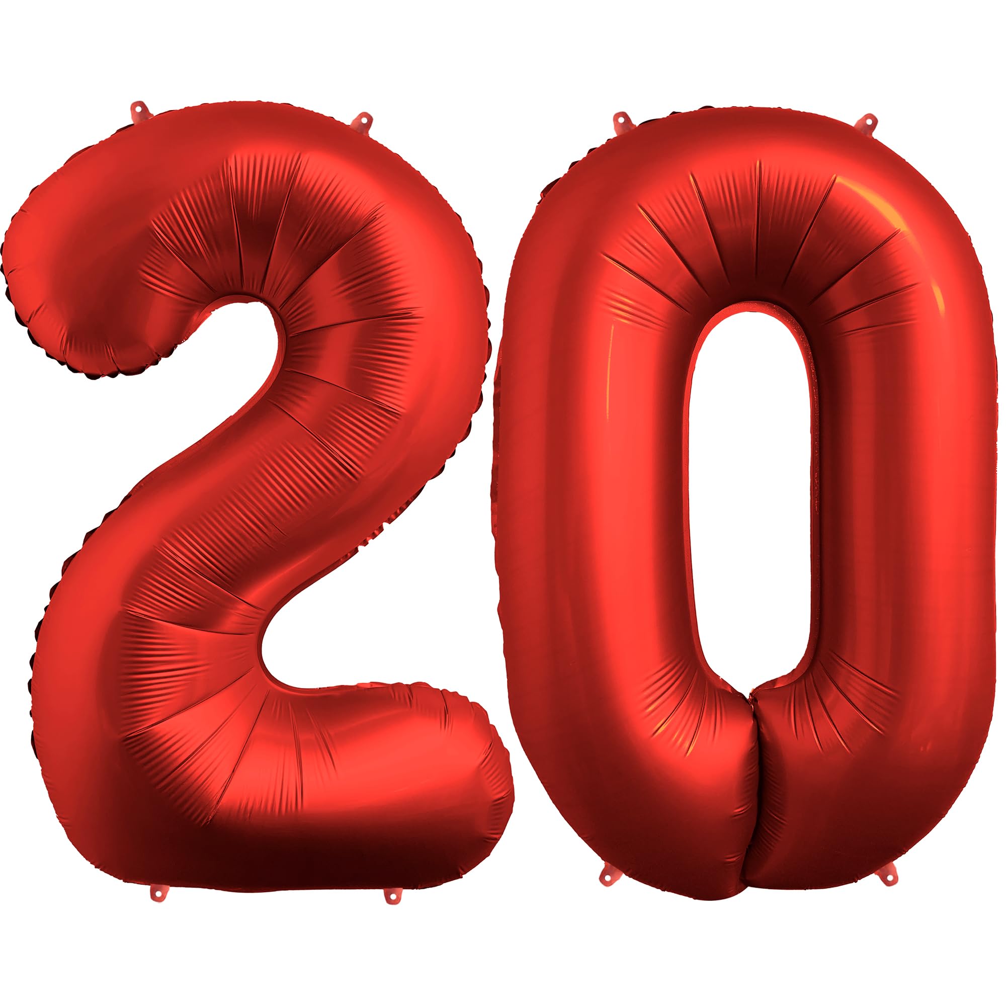 FUNFEST 20 Years Red Chrome Balloons 100cm - Birthday Decoration - Numbers 2 & 0 Included - Helium Compatible