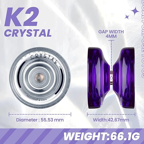 Miniatura 3 de Paquete de 2 Yoyos K2 Crystal, Yoyo de plástico de doble propósito para niños principiantes, yoyo profesional con herramienta de rodamiento de