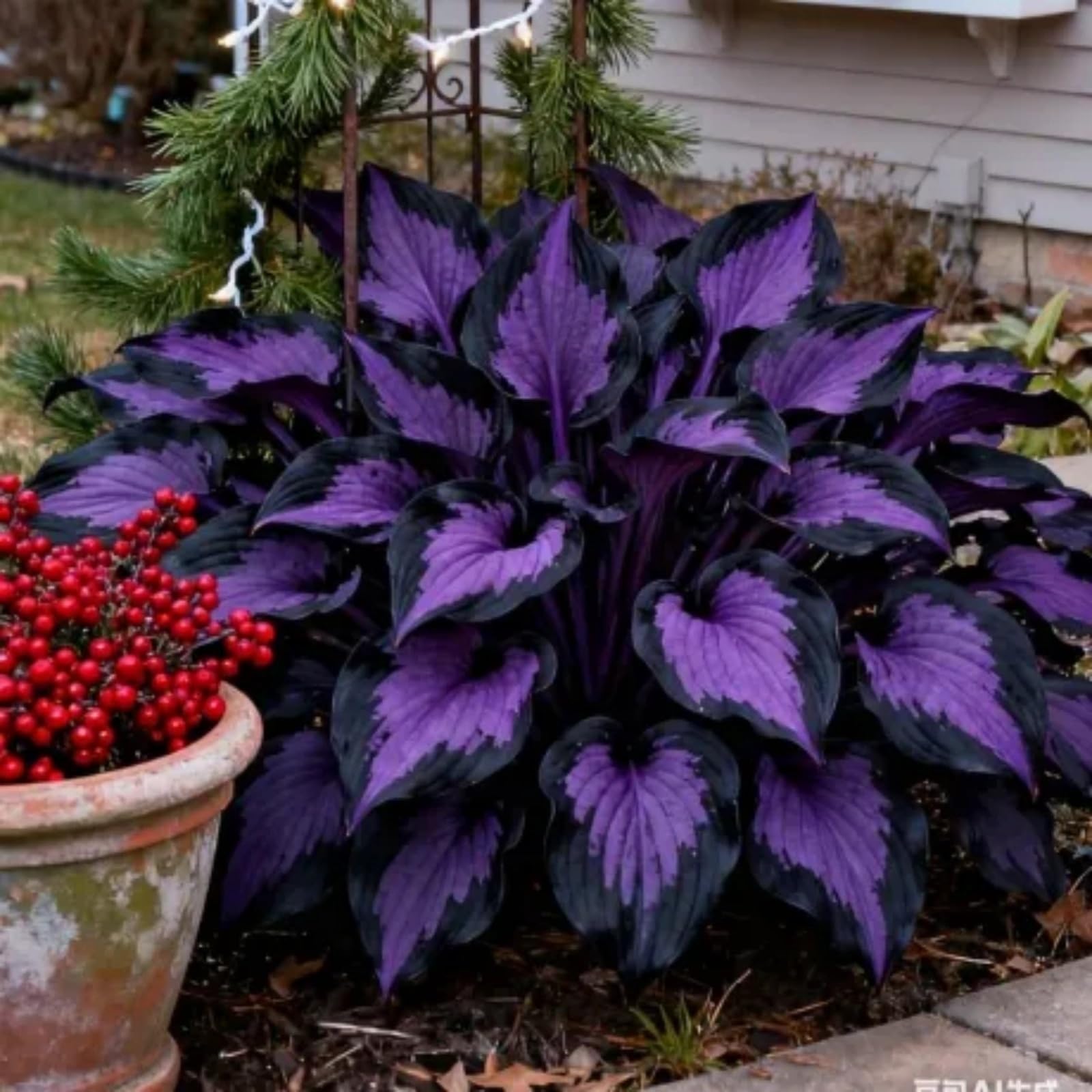 Hostas Plants for Sale,Golden Jade Carving Feels Beautiful,Hostas Mix,Good for Containers-8 Bulbs-Purple-C
