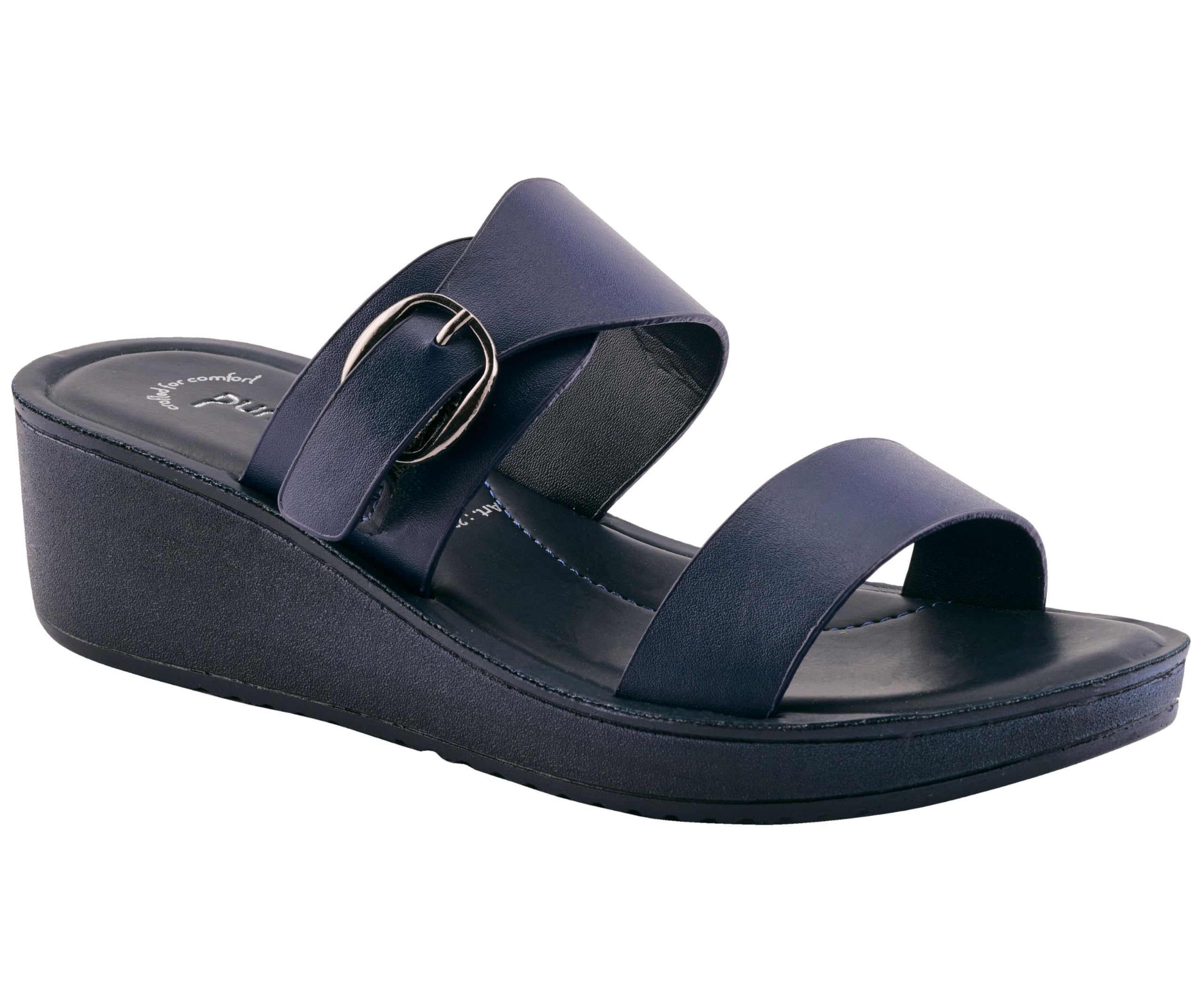 Cushion Comfort Platform Heel Slippers for Women | Comfortable Padded Footbed | Adjustable Buckle| Anti-Skid & Durable Mid Heel Slippers for Girls | Ideal for Party, Ethnic and Casual wear-image-37