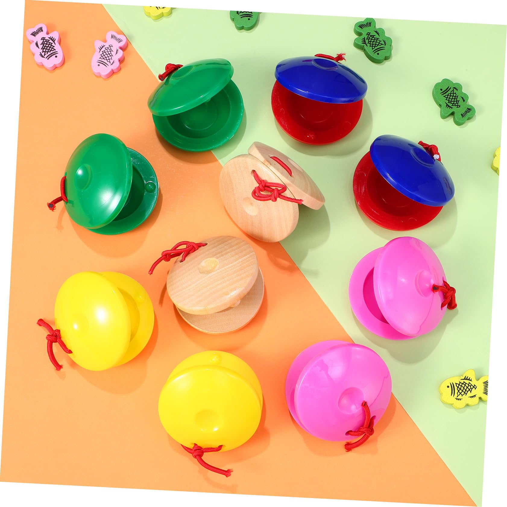Juguete de Castañuelas para Niños Pequeños 24 Piezas de Madera | Plástico, Instrumentos Musicales Educativos, para Ñiño y Toddler, 12 12 Piezas
