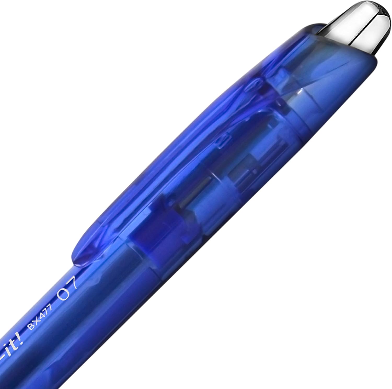 Pentel Feel-It!, Low Viscosity, Retractable Ballpoint Pen, Blue Ink, Metal Tip, 0.7mm, Box of 12