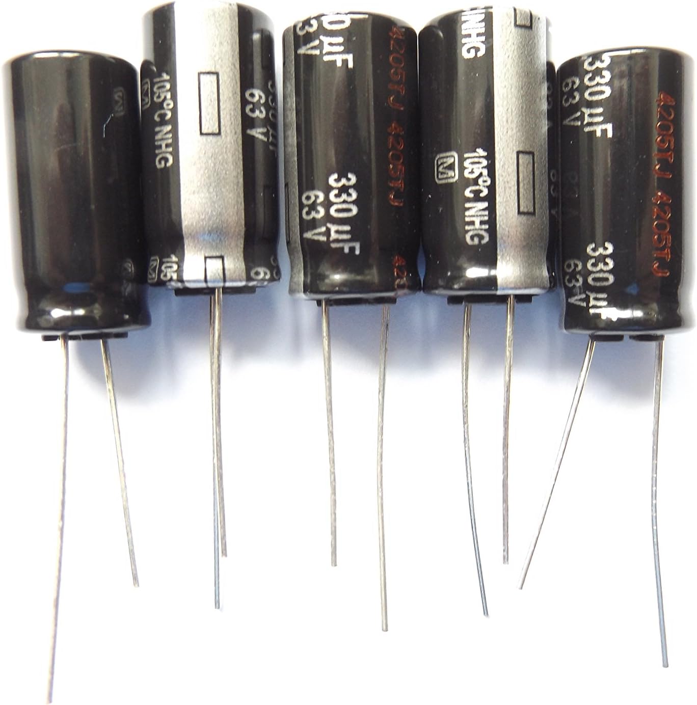 PanasonicELECTRONIC COMPONENTS ECA1JHG331 Electrolytic Capacitor, NHG Series, 330 µF, ± 20%, 63 V, 10 mm, Radial Leaded (5 pieces)