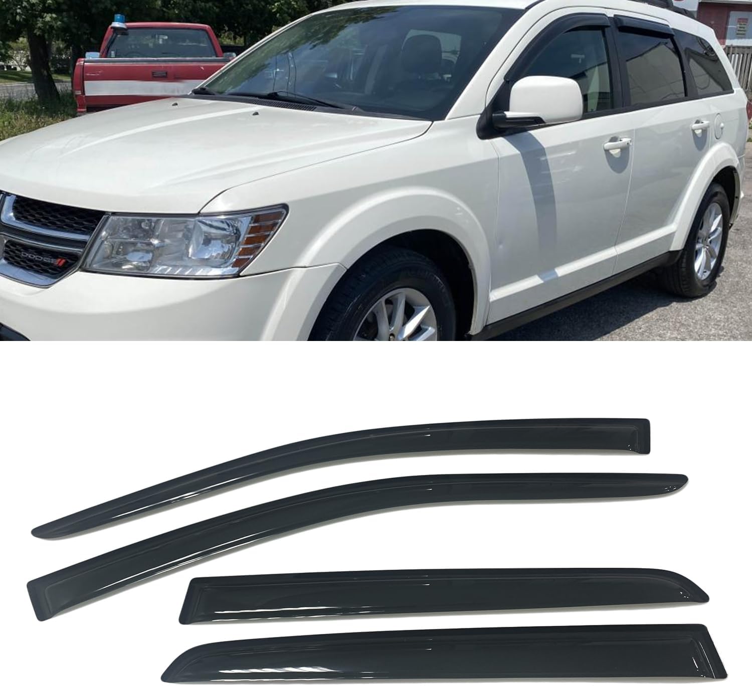 Smoke Tinted Window Sun Rain Visors Vent Guard Wind Deflector Shade Compatible with Dodge Journey 2009-2019