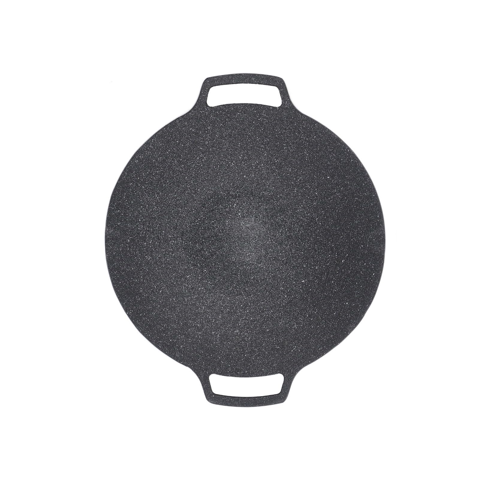Plancha redonda antiadherente de aleación de aluminio, sartén con doble Mango para barbacoa, Camping, Picnic, cocina al aire, uso en cocina interior (33CM)