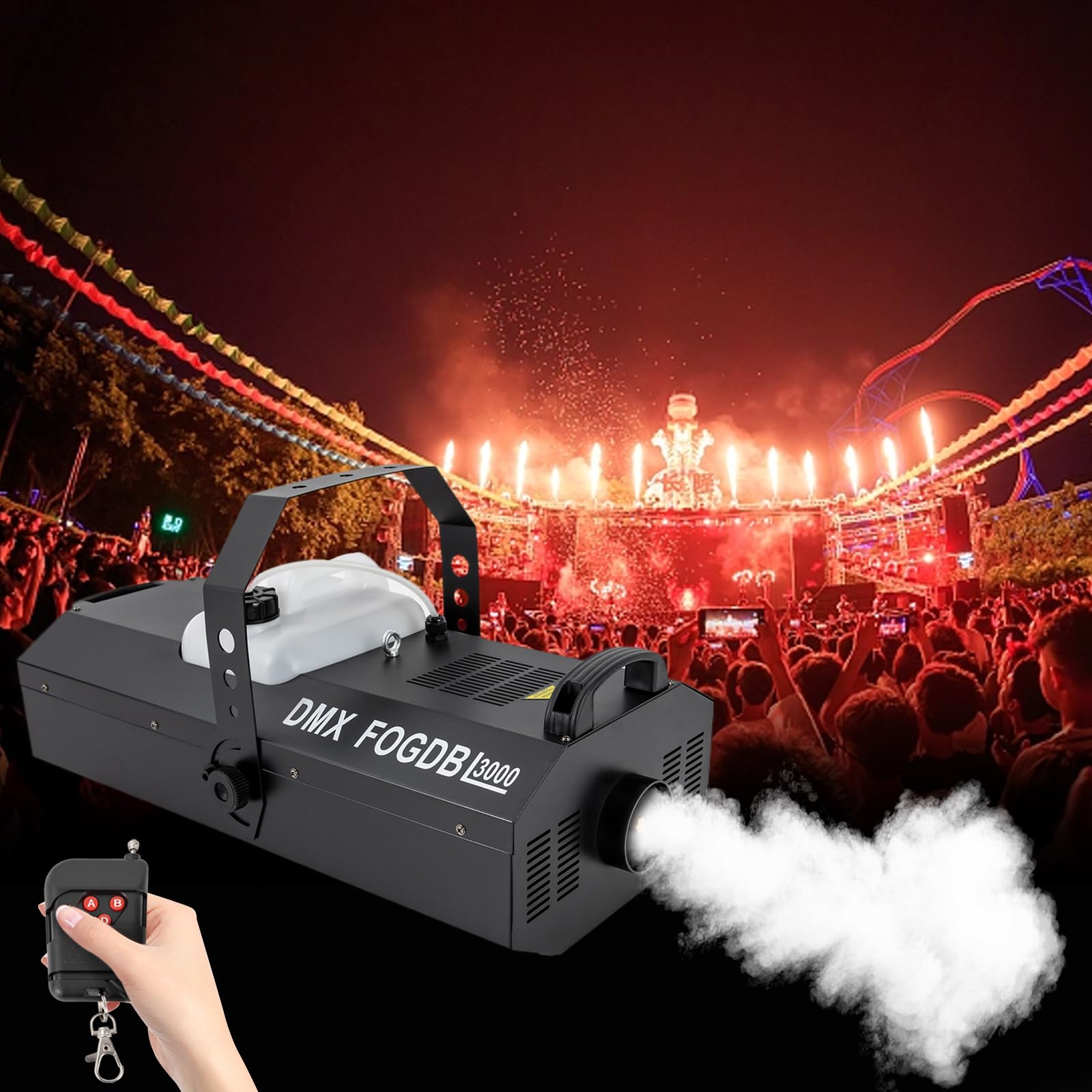 110V 3000W Fog Machine,Halloween Smoke Machine DMX Stage Fogger with Remote control for Stage Effect DJ Parties Wedding Disco Club