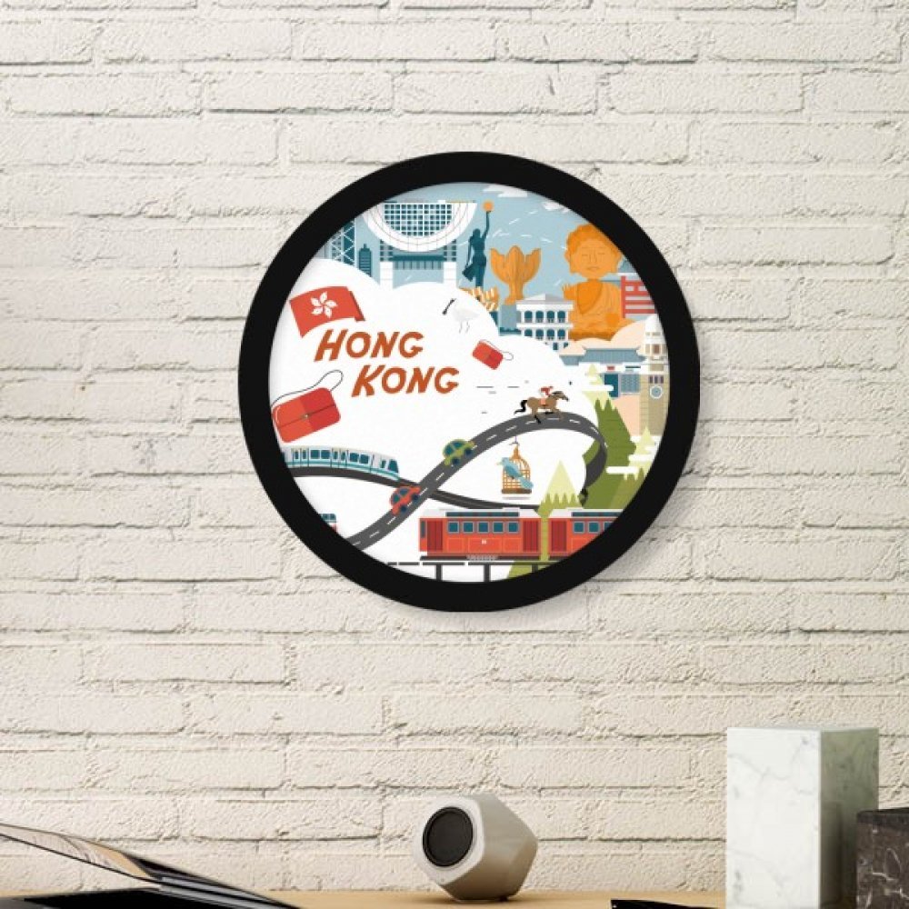 Cadeaux Peintures Hong Kong Cadre Rond pour Amateurs de Voyage