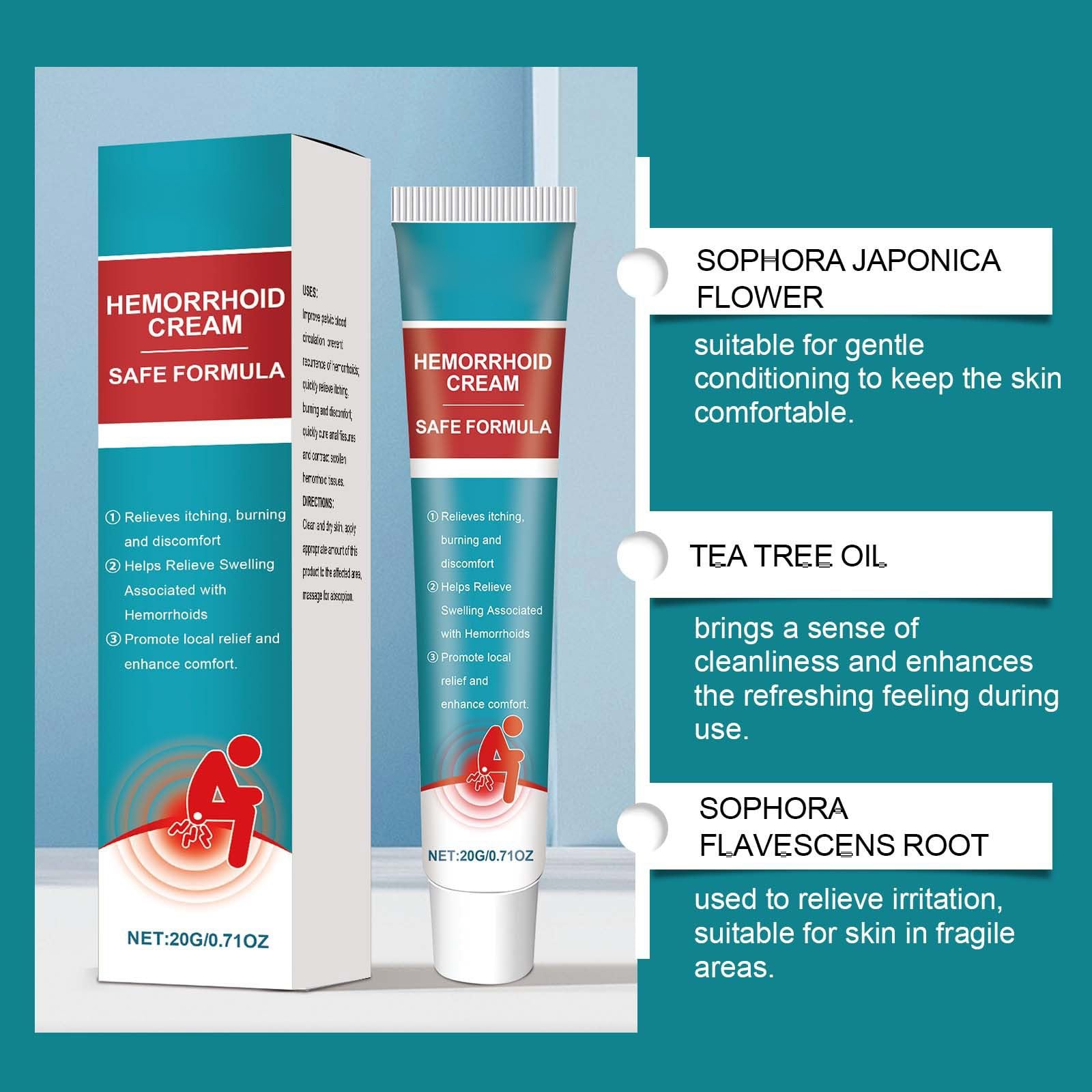 Hämorrhoiden Salbe, 20g Pflegecreme Analbereich, Zäpfchen Hemorrhoid Cream Externe, Beruhigende Creme Intimbereich, Körperpflege zur Unterstützung der Haut, Intimpflege Damen und Männer (1)