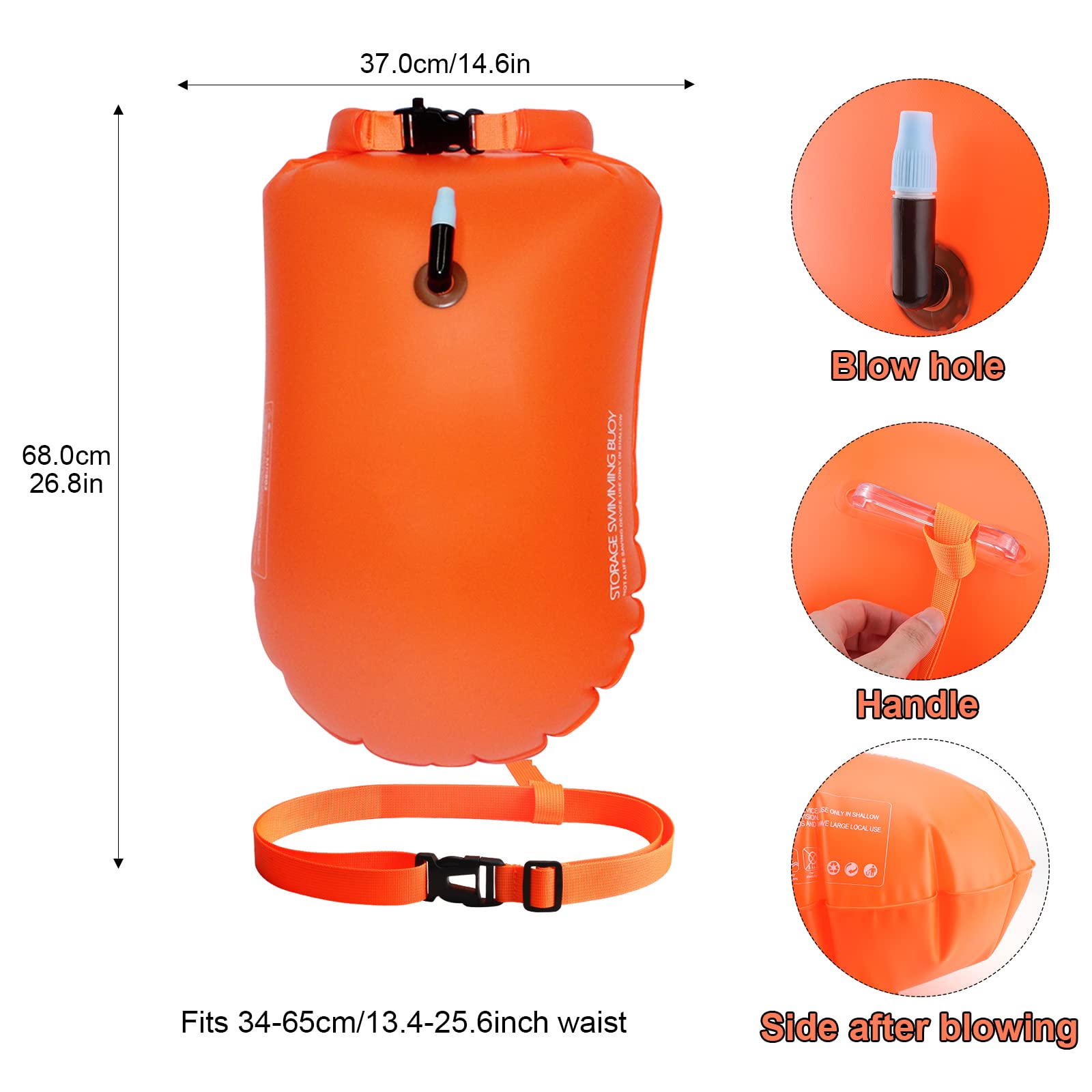 Boe di Nuoto,20L Boa di Nuotata,Galleggiante da Nuoto Selvaggio,Gonfiabile Traino Sacca Stagna Custodia per Telefono Impermeabile,Nuote Boa per Nuotatori Triatleti Snorkeling,Nuotata in Acque Libere