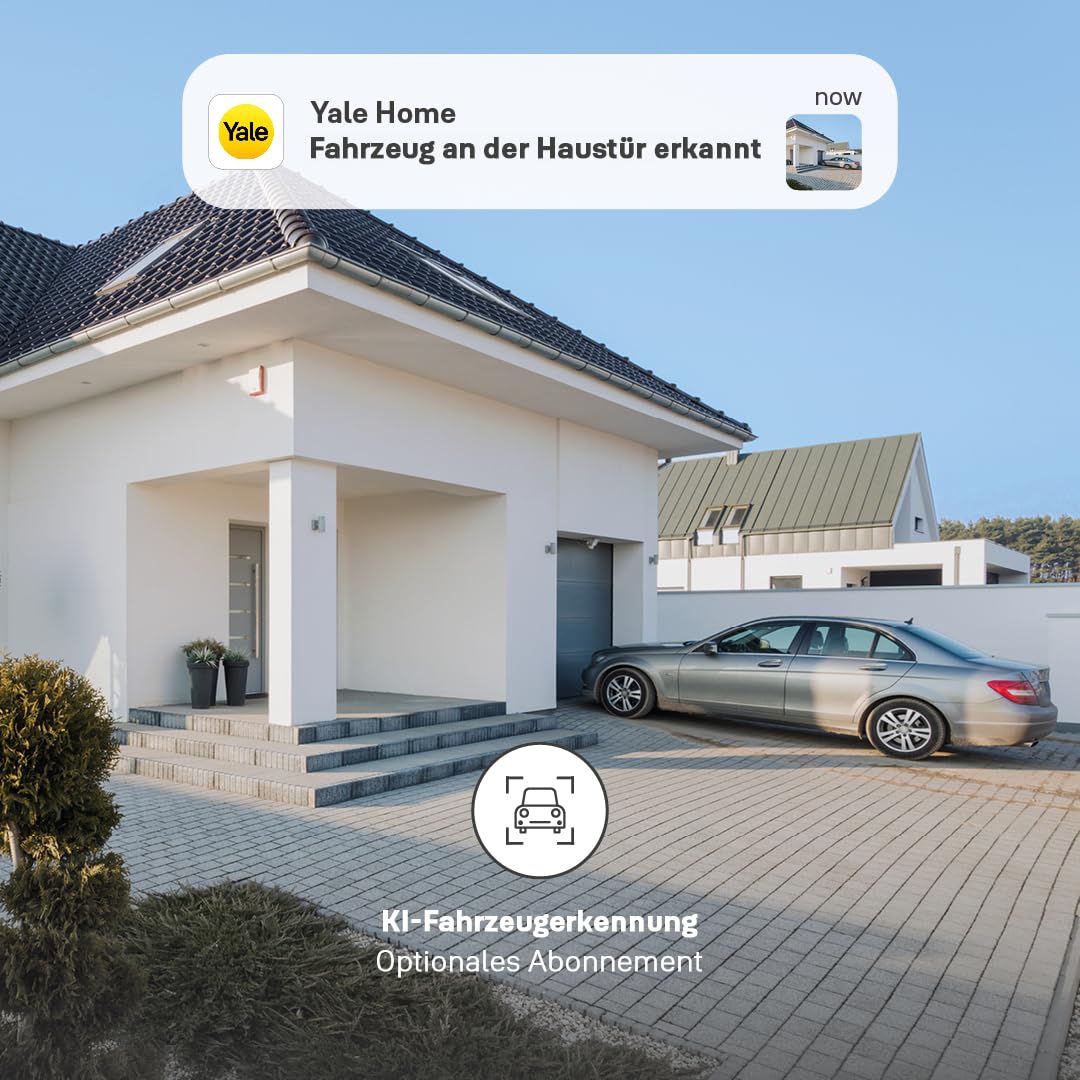 Yale - Smart Außenkamera - Full HD Live Ansicht & Zwei-Wege-Audio - Bewegungsaufzeichnungen - Anpassbare Zonen & Zeitplanung - Nachtsicht - Scheinwerfer - Echtzeit-Benachrichtigungen Home App