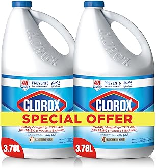 Liquid Bleach 3.78L Dual Pack, Kills 99.9% of Viruses and Bacteria, Prevents Bacteria Growth For 48H