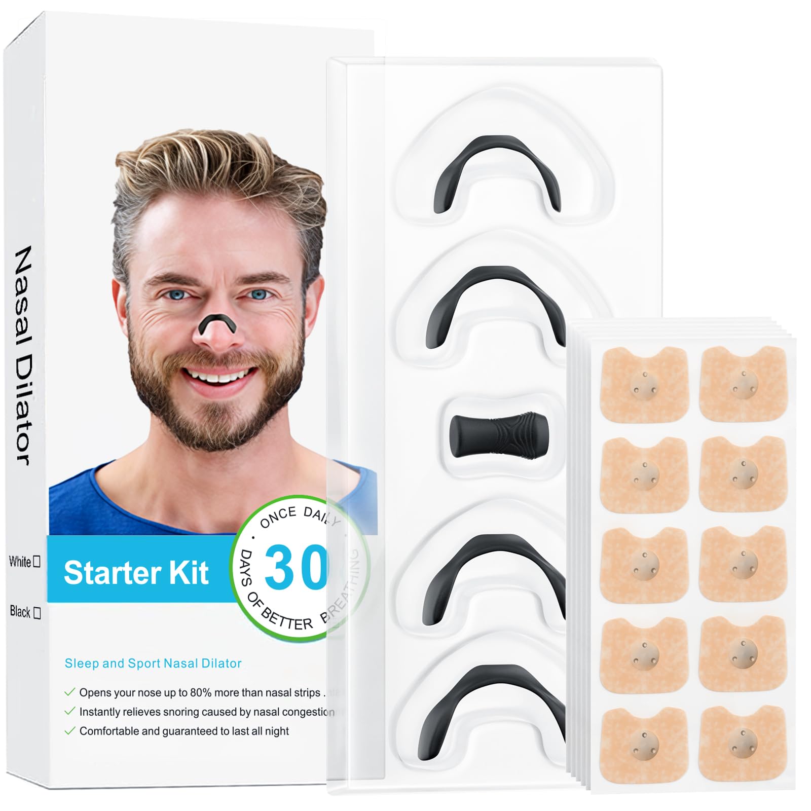 30 Pairs Anti-Snoring Sleep Magnetic Nasal Strips - Magnetic nasal strip Innovative Design Anti-Snoring Equipment