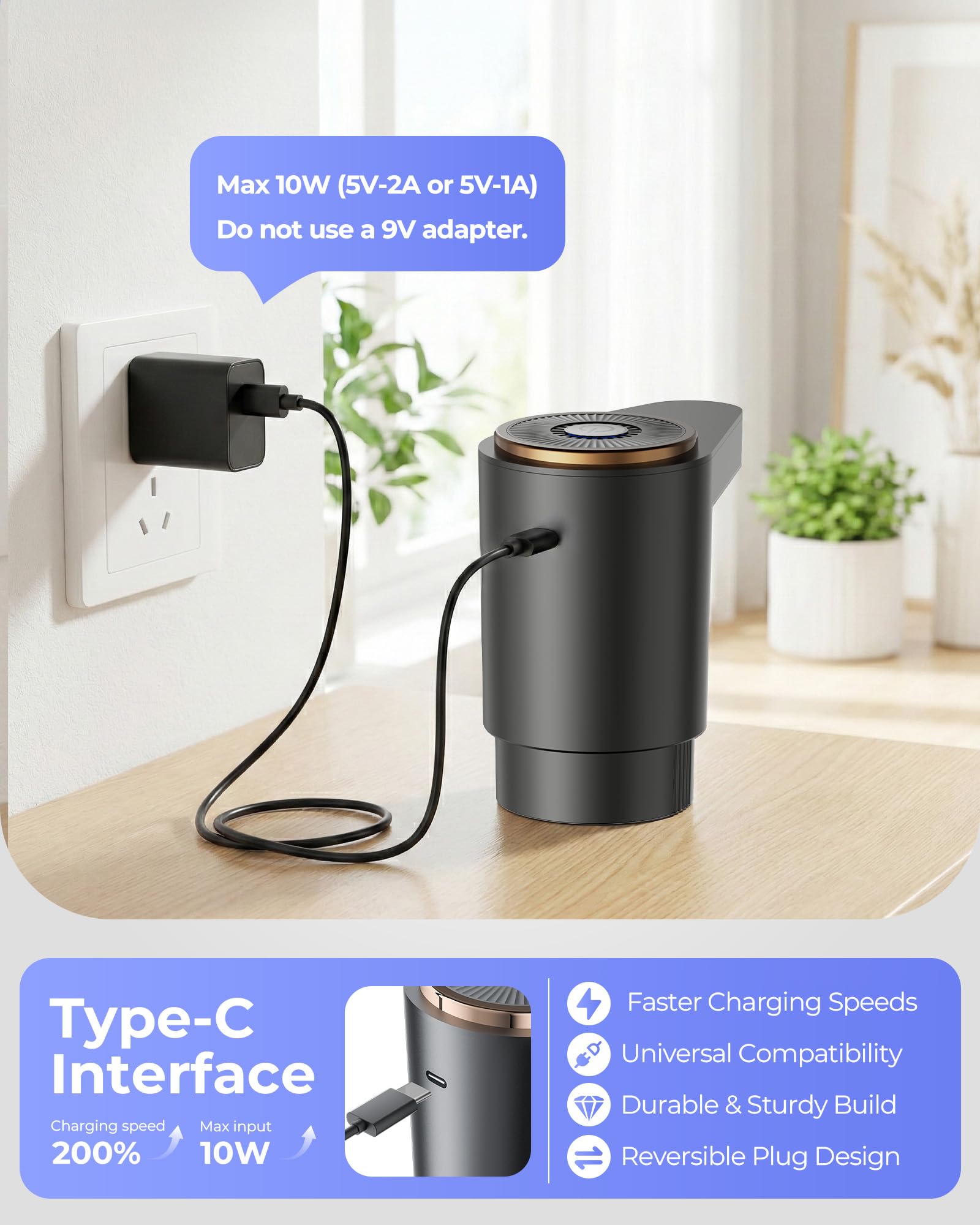 Water Bottle Pump, Portable Electric Water Dispenser Pump for 5 Gallon Bottles - USB Charging, Automatic Switch, Rechargeable Battery for Home Kitchen Room Camping