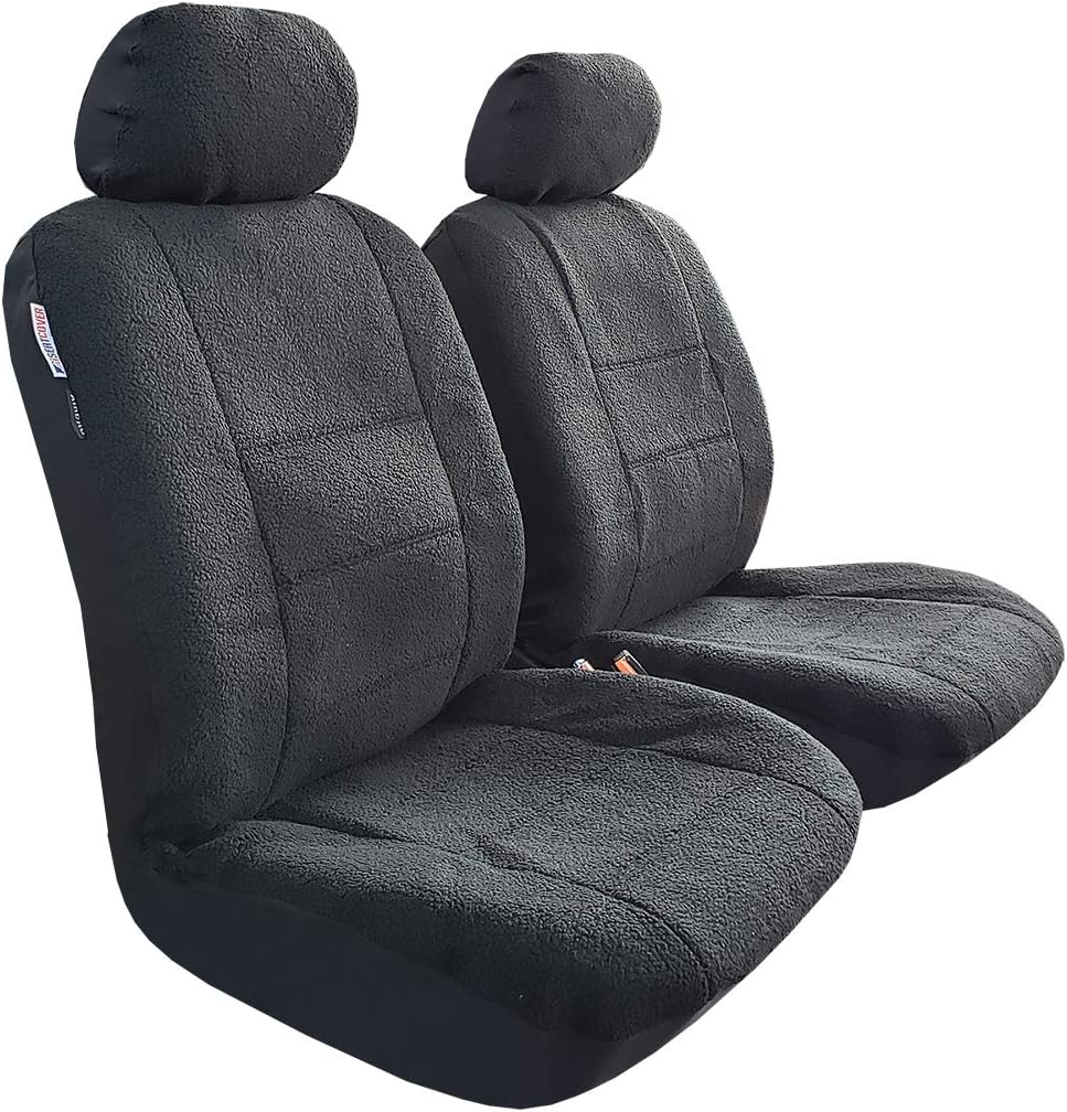 New 2pcs Front Luxury Sheepskin Velour Car Seat Covers Black for Most Car Suvs Trucks