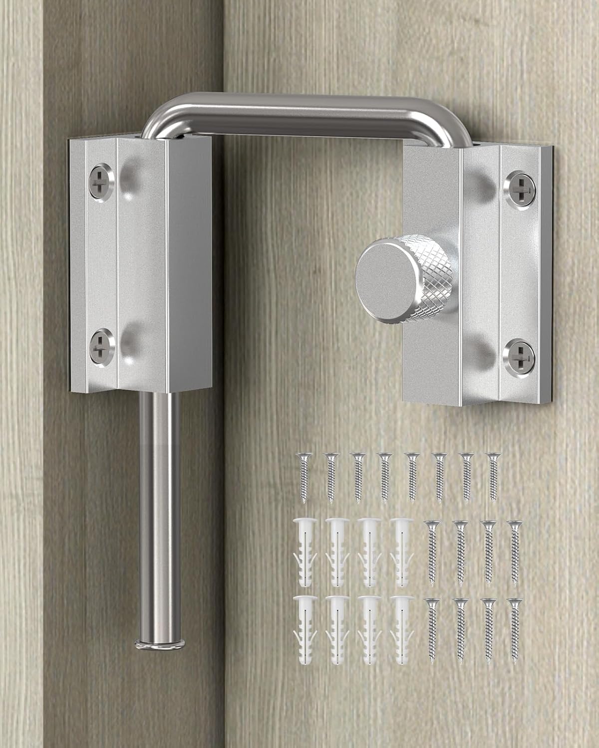Lockable Sliding Door Lock, Solid Aluminum Alloy 90/180 Degree U-Bolt Lock, Anti-Pry for Patio Sliding Glass Door, Barn Door, Screen Door, Cabinets, Closets (Silver-4PCS)