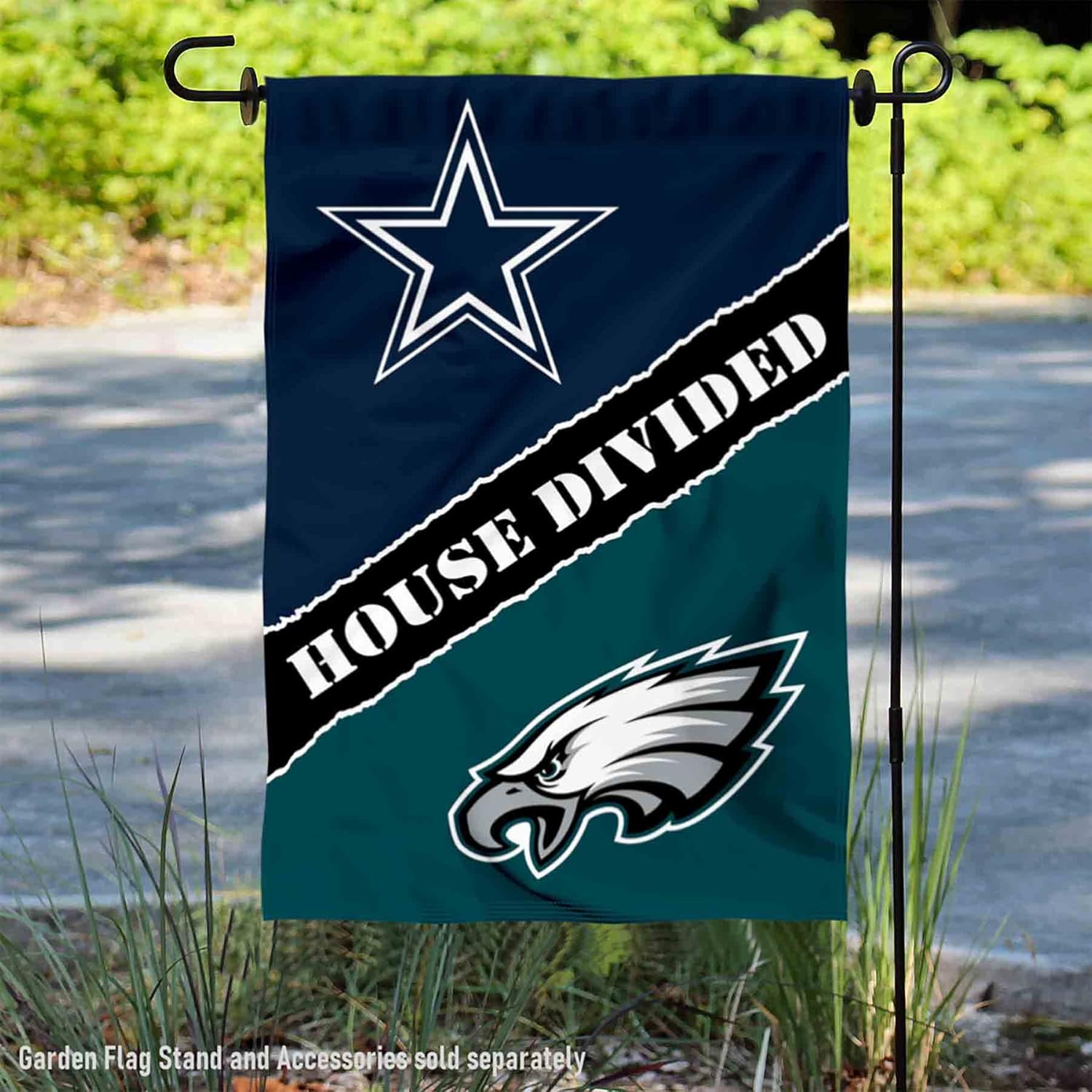 House Divided Cowboys and Eagles Double Sided Garden Flag - Image 2