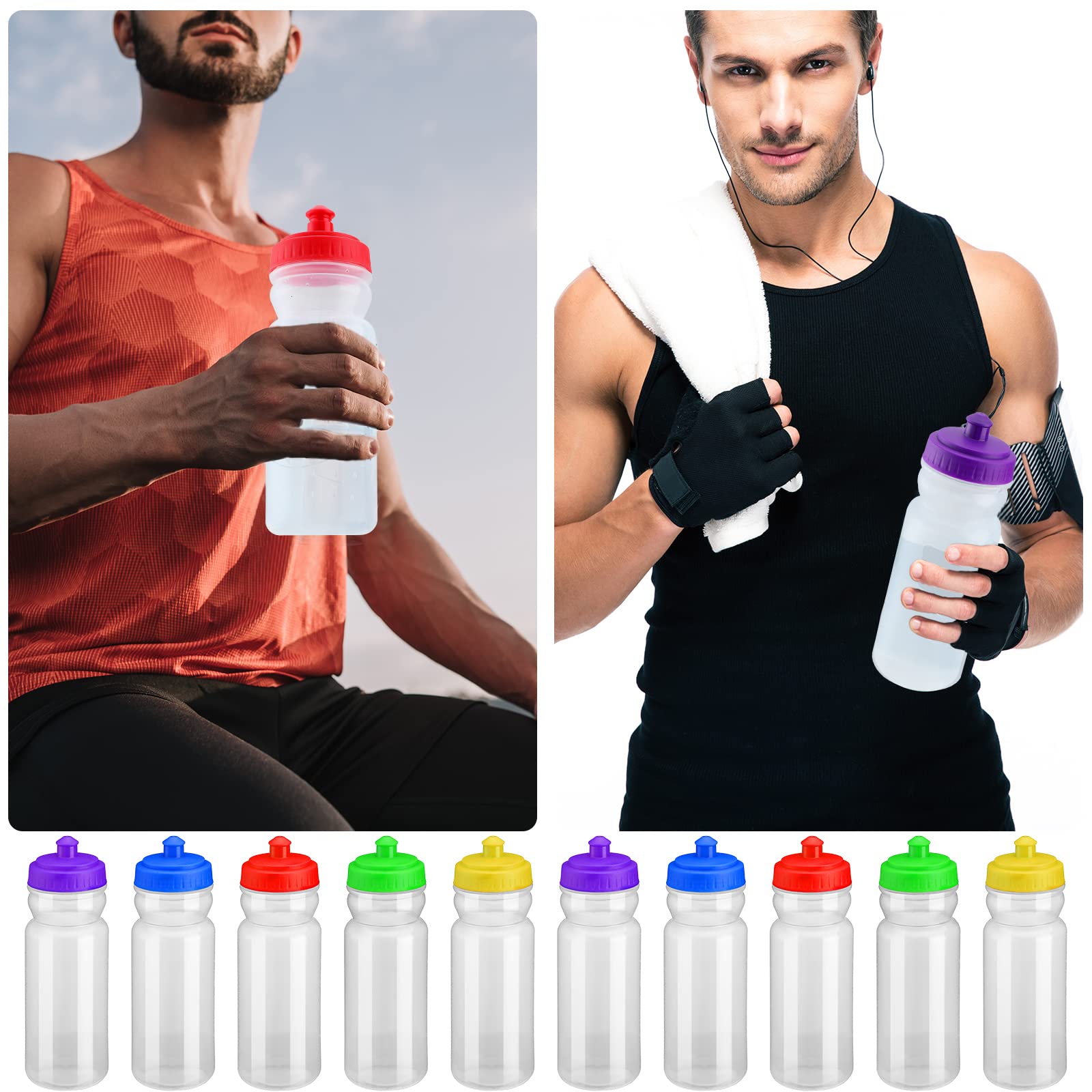 24 Sport-Wasserflaschen – 590 Ml, Schwarz, Auslaufsicher, Mit Zugverschluss, Für Fitness, Party