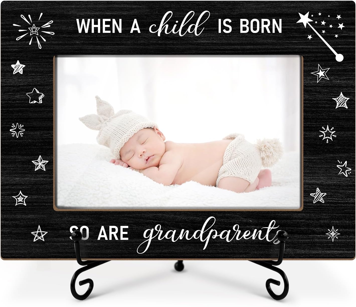 Utaqer Grandson Picture Frame, Wooden Picture Frame For Grandparents Grandpa Grandma, Picture Gifts For Birthday Retirement Holiday Thanksgiving, 4X6 Photo Frame With Stand -15