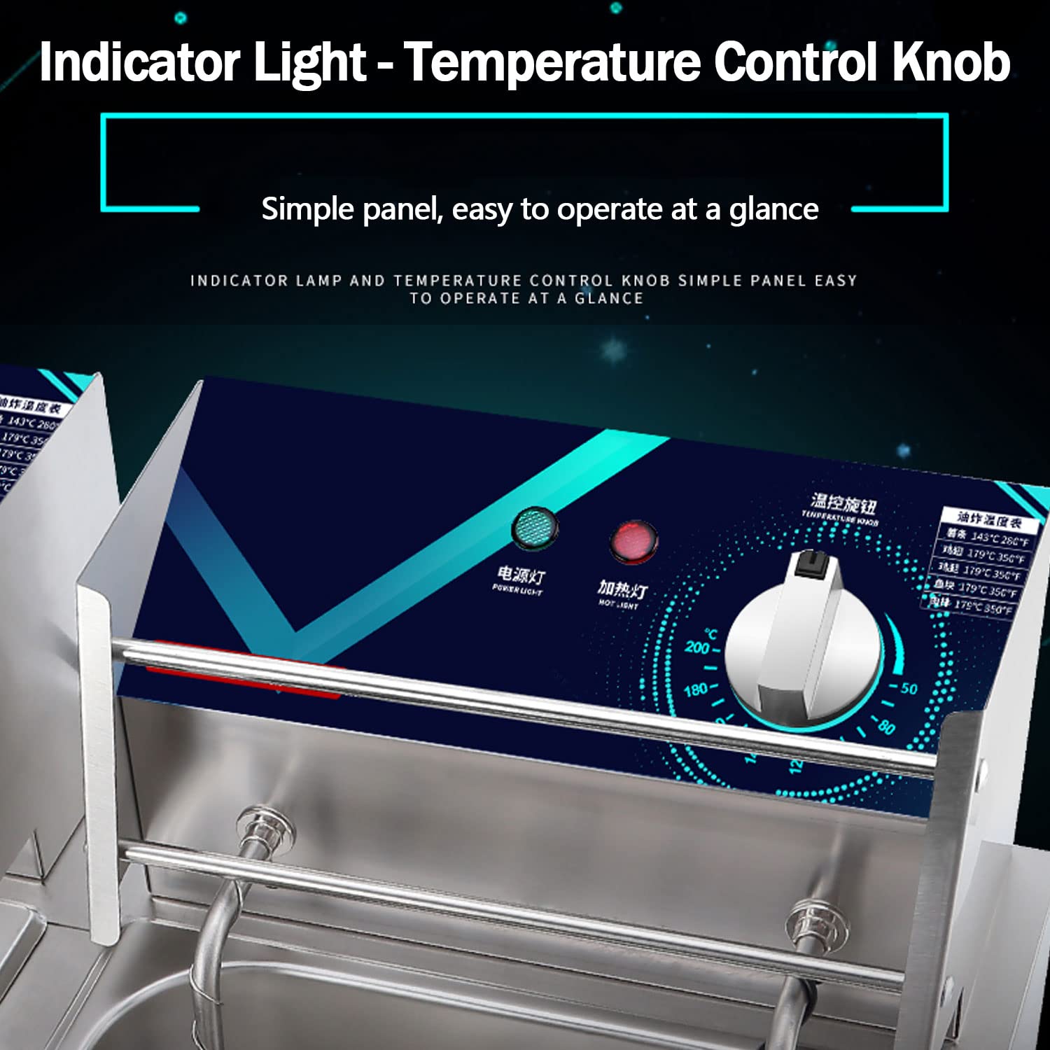 Friggitrice elettrica da banco da 20 Litri, cestello in Acciaio Inox, friggitrice da banco con Coperchio, impostazione della Temperatura Regolabile e indicatore Luminoso con coperc