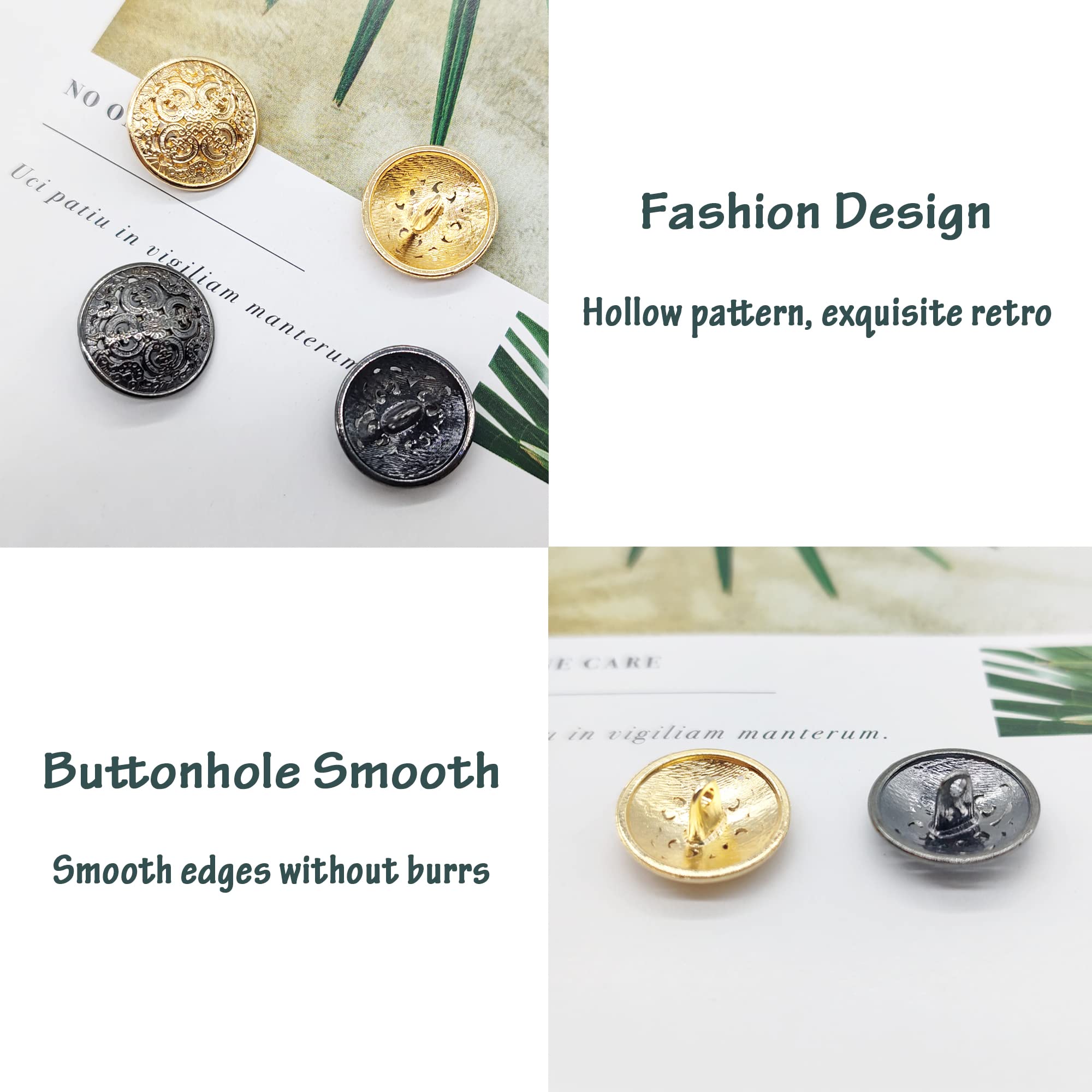 Pack of 20 Buttons Metal Vintage Metal Buttons Eyelet Buttons Vintage Antique Metal Blazer Buttons Metal Blazer Buttons Round Metal Buttons for Coat Blazer - Image 4