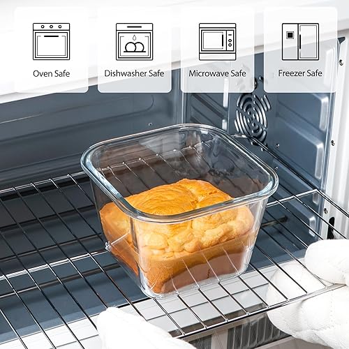 Miniatura 6 de NUTRIUPS Contenedores de almacenamiento de alimentos de vidrio grandes de 2.0L, 6.8 × 5 pulgadas de profundidad cuadrados contenedores de