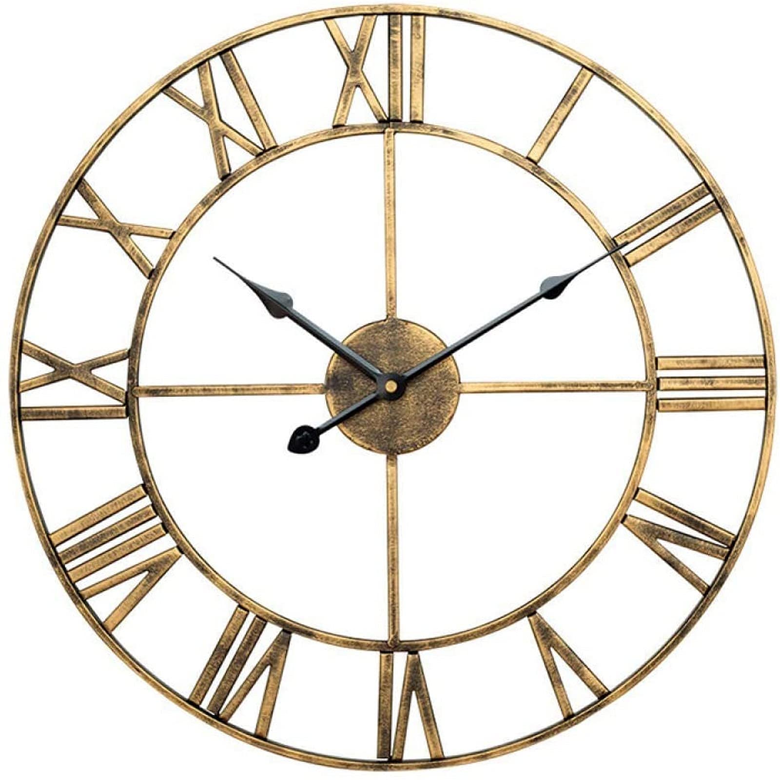 SaryEdge Wall Clock Non-Ticking Metal Skeleton Clock - Iron Mute Wall Clock Creative Living Room Hotel Decoration Metal Wall Clock-Zwart_60Cm Home Art Decoration Clock Modern Roun-G,Golden-40cm