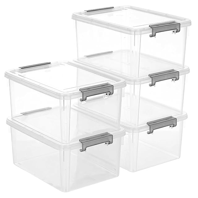 17 QT Plastic Storage Bins with Lids Large Stackable Storage Containers for Organizing Clear Storage Box for Garage