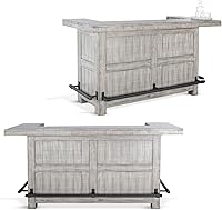 Vista 5 de Pemberly Row Barra tradicional de madera de caoba, acabado gris, 42 pulgadas de alto x 80 pulgadas de ancho x 28 pulgadas de profundidad