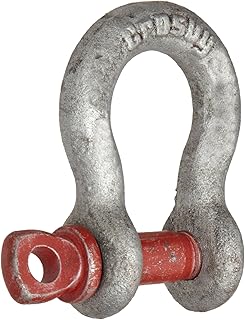 Crosby 1019212 Carbon Steel G-210 Screw Pin Chain Shackle, Galvanized, 1-1/2 Ton Working Load Limit, 7/16