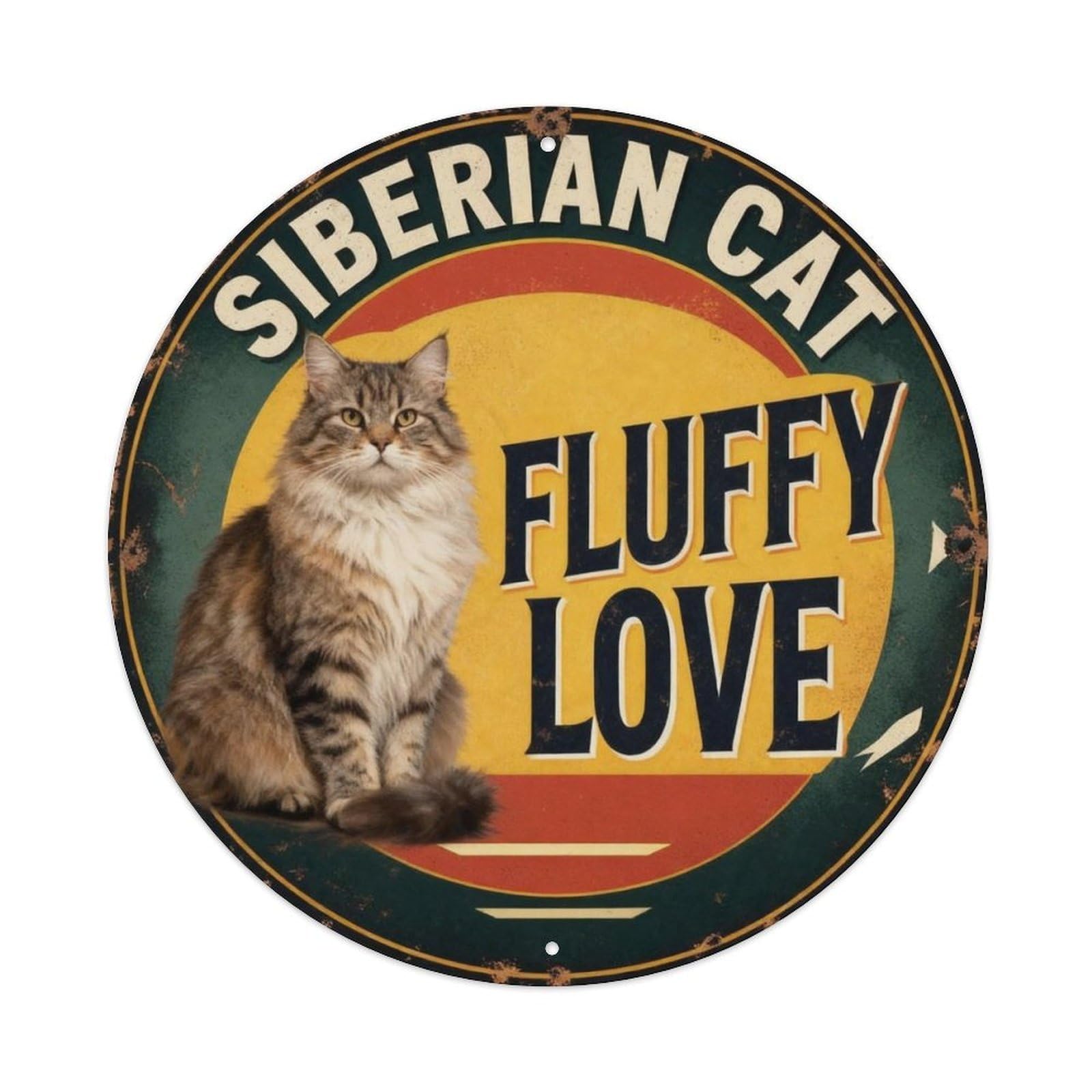 Siberian Cat Fluffy Love Metal Tin Sign Plaque