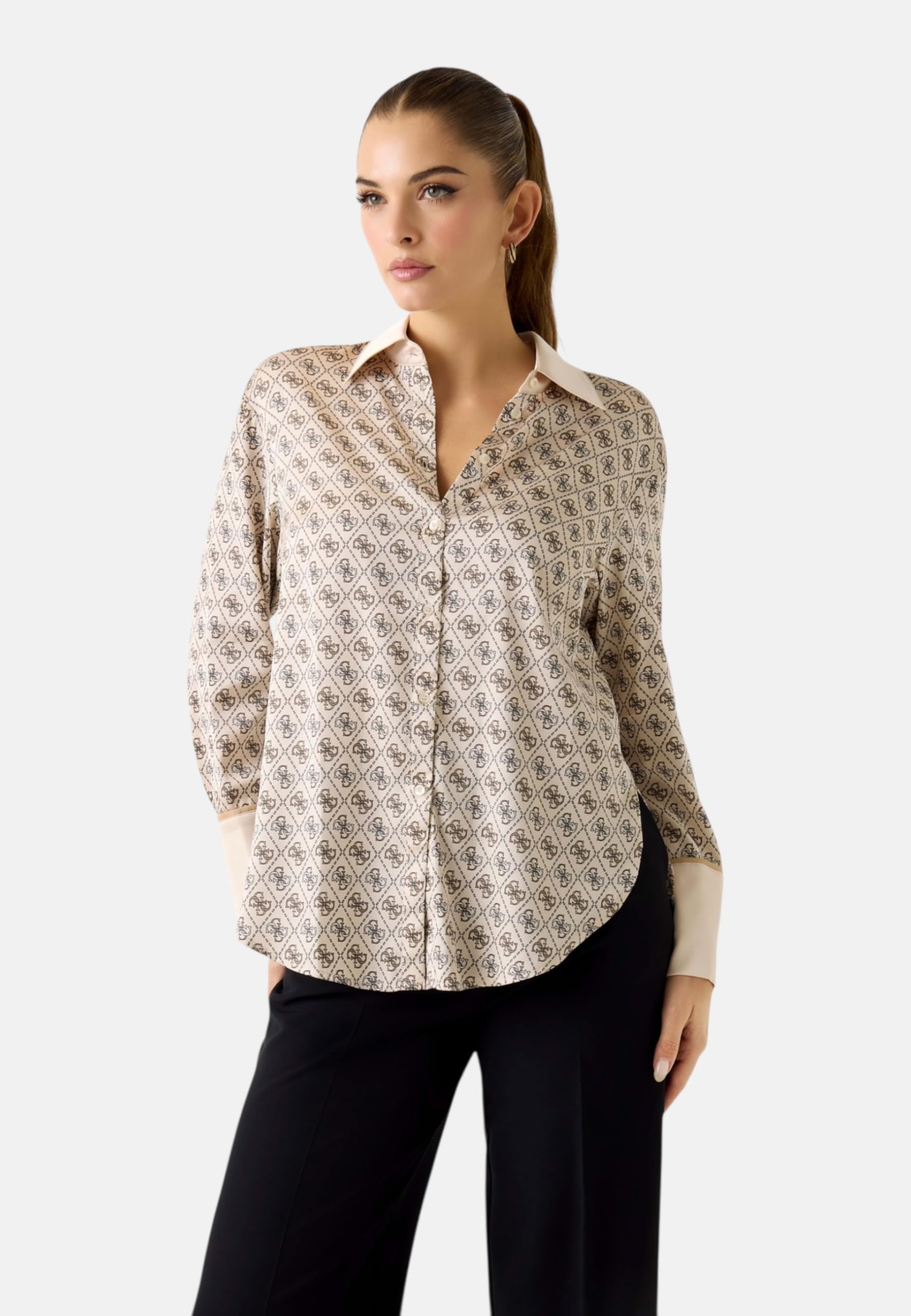 GUESS Camisa ecológica de manga larga Alexandra para mujer