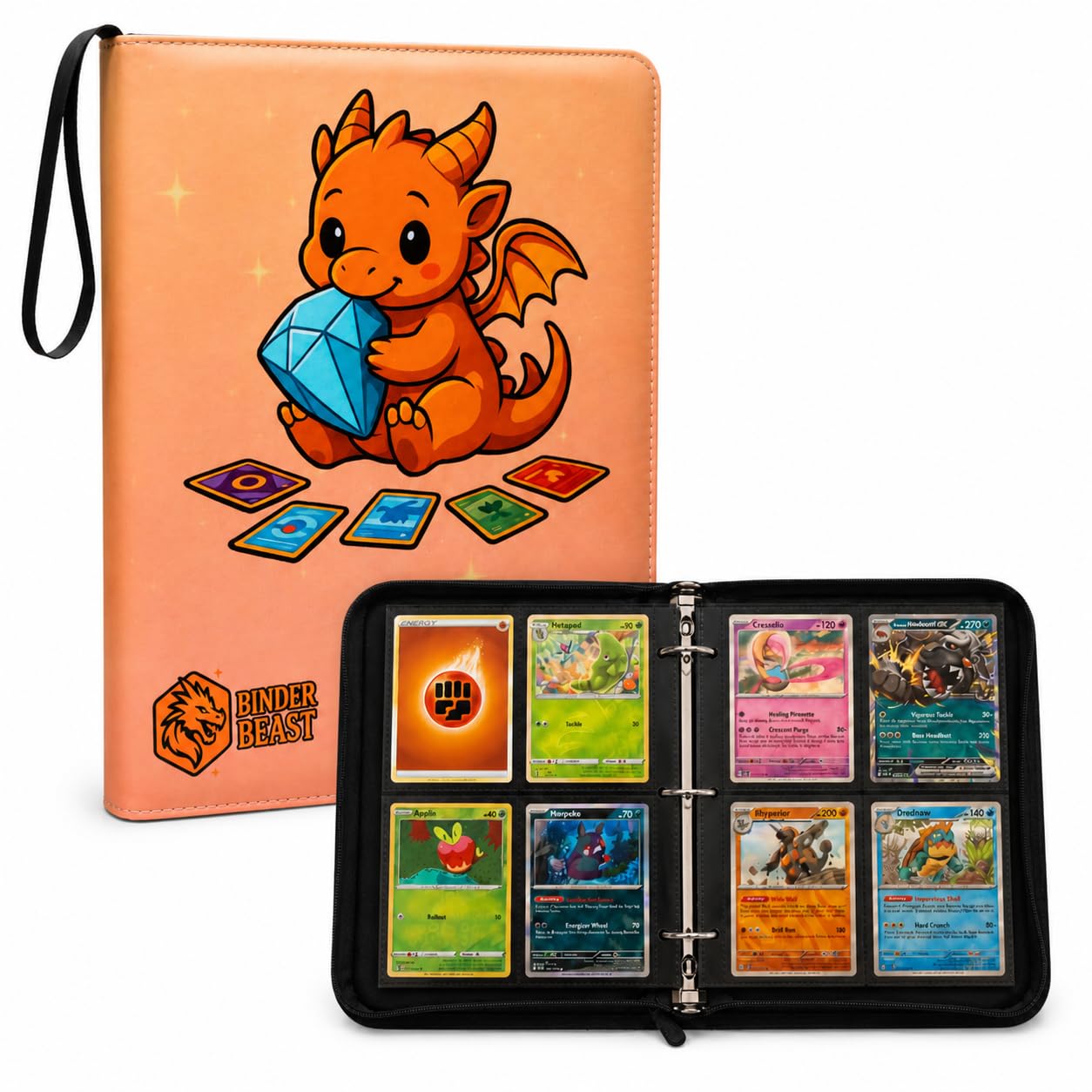 Card Binder for Pokemon - 4 Pocket 50 Pages 400 Pockets Trading Card Binder, Waterproof PU Card Binder Folder, Collectible Card Album Gift for Boys and Girls