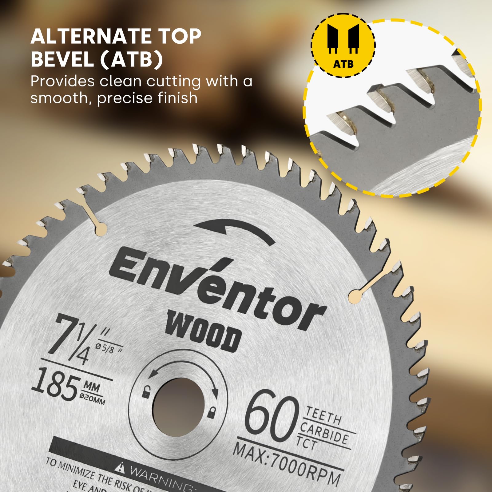 Enventor 2PCS Circular Saw Blades, 185mm* 20mm Bore *60T, TCT Saw Blade for Wood Cutting Compatible with 76332L, 76343L - Image 4