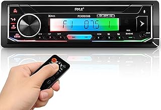 Pyle Bluetooth Marine Receiver Stereo -300W Single DIN Boat Marine Head Unit Amplifier System w/ Digital LCD, Mic, Hands-Free Calling, AUX, MP3, USB/SD, AM/FM Radio, Remote Control- PLMRB38B.5 (Black)