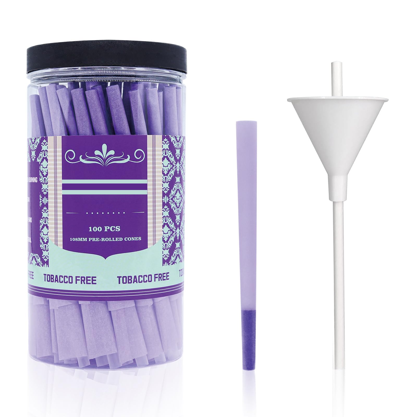 Photo 1 of 100 PACK Purple Pre Rolled Cones| King Size Rolling Paper Cone 108 MM with Loader and Packing Sticks