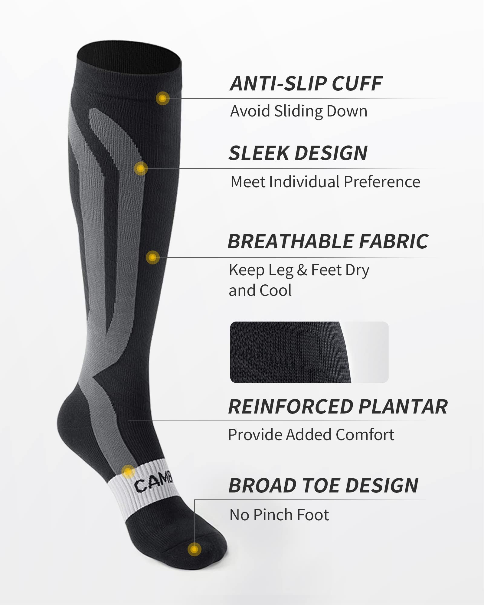 CAMBIVO Medias de Compresion Mujer y Hombre 3 Pares, Calcetines Compresion, Medias Compresivas para Running, Deporte, Ciclismo, Futbol, Volar, Trotar, Viajar