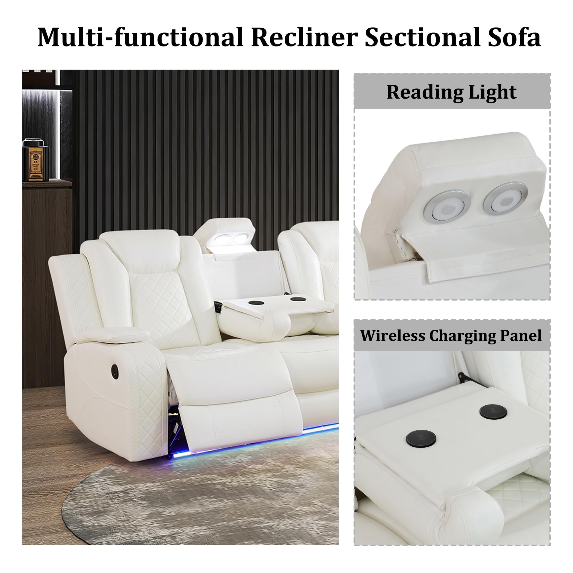 Amazon.com: Plithzy Power Recliner Sectional Sofa with LED