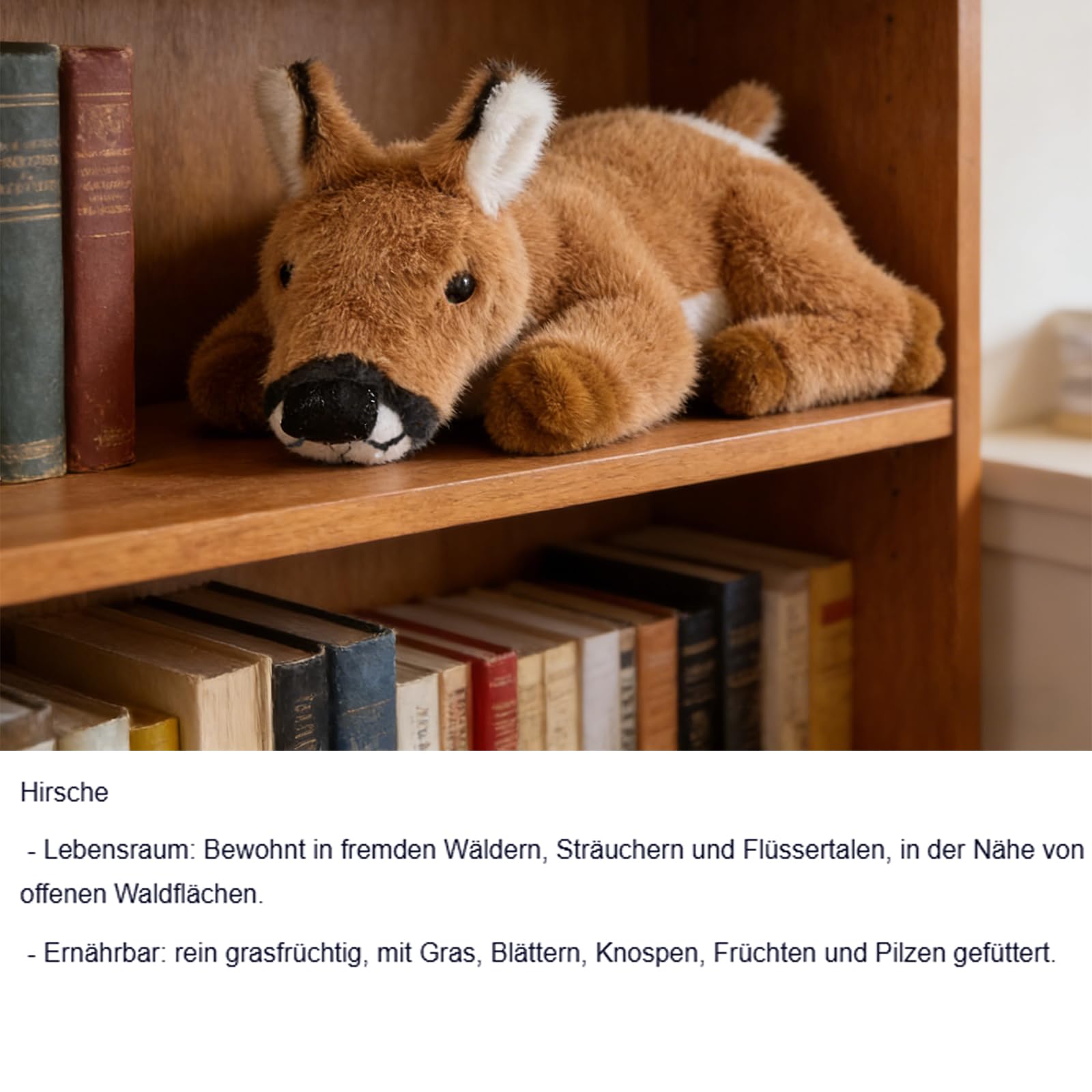 Hirsche Kuscheltier, 28/38/55cm Hirsch Plüschtier, Stofftier Plüsch Puppe Plüschtiere, Geschenk für Jungen Mädchen (55CM)