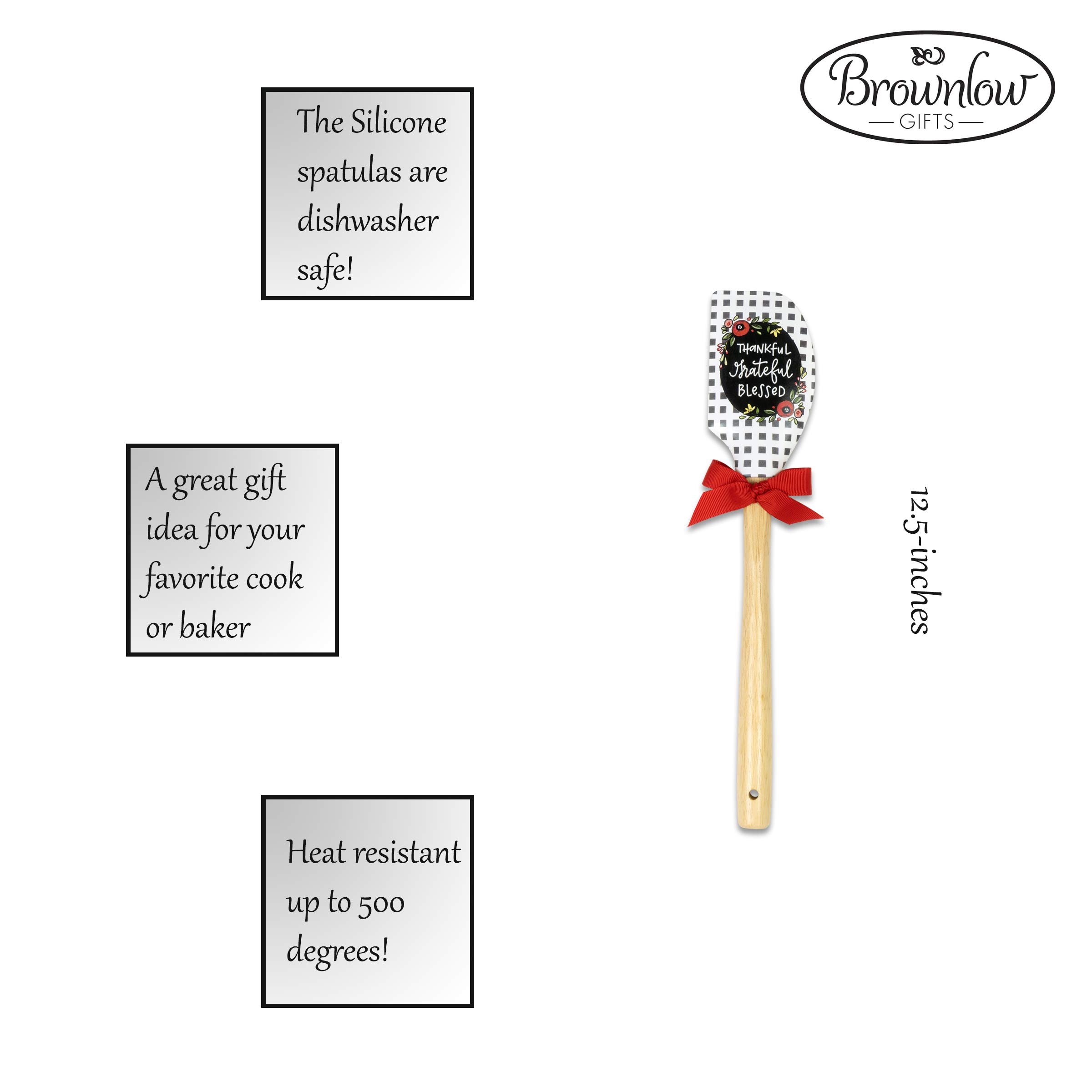 Brownlow Gifts Simple Inspirations Silikon-Spatel, 32,5 cm, "Thank Grateful Blessed