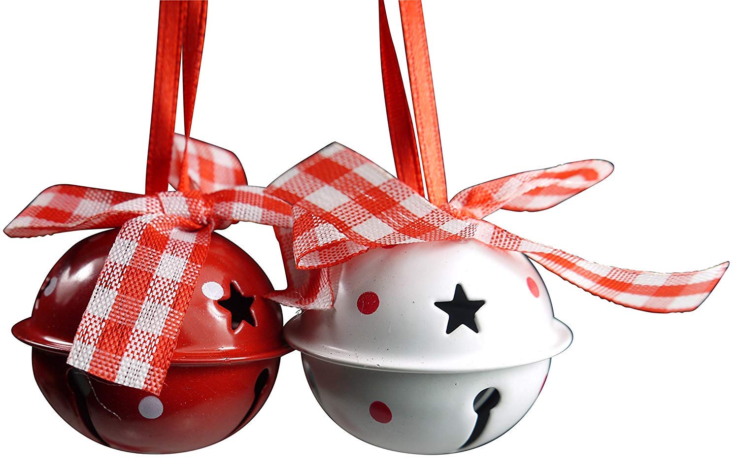 Set of 12 Traditional Christmas Tree Ornaments: Metal Bell Tree Decorations