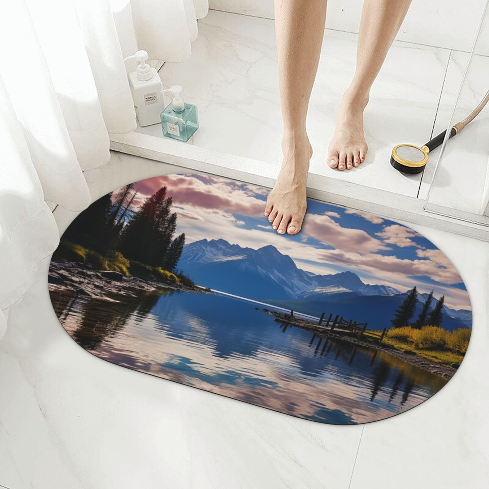 Tapis de bain en pierre à séchage rapide en terre de diatomée