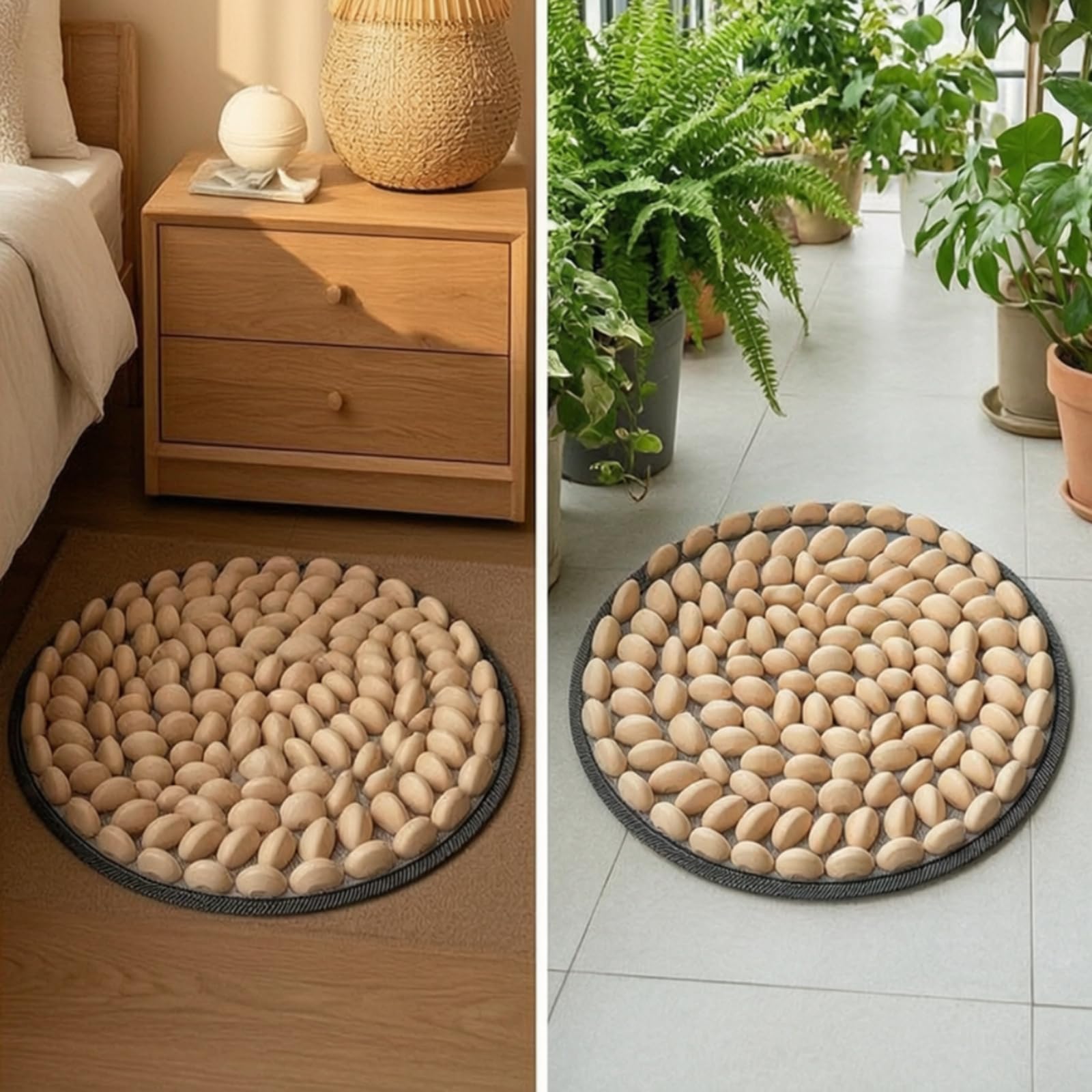 Tapis d'Acupression Plantaire Tapis de Réflexologie Coussin de Massage des Pieds Tapis de Massage pour Pieds Combinaison Bois et Silicone pour Appui