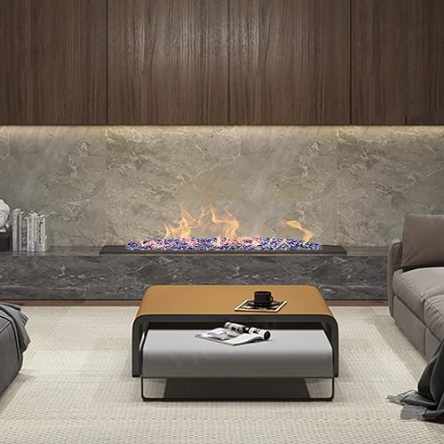 Miniatura 4 de Skyflame Vidrio de fuego poligonal de 10 libras para jardinería de chimeneas de hoguera, 12 pulgada, azul cobalto